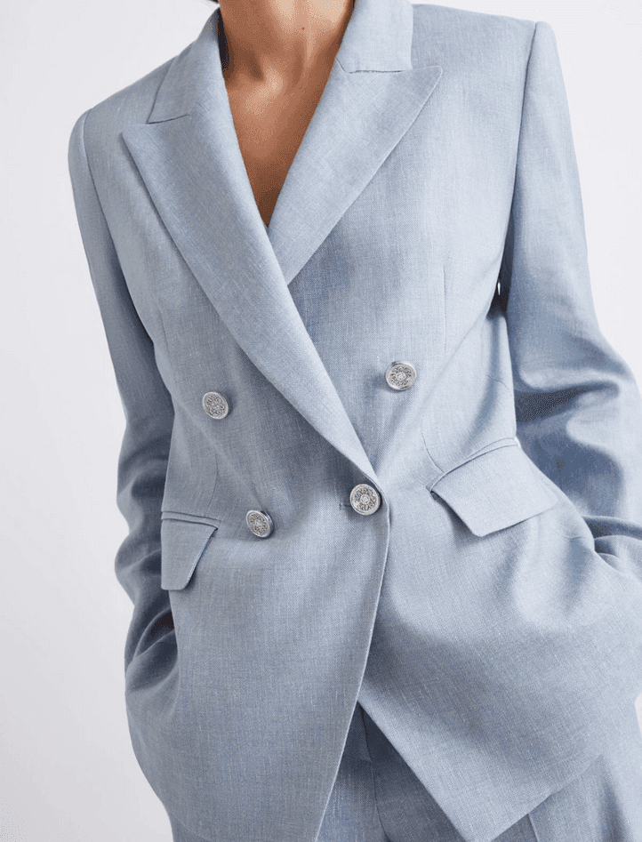 MARELLA giacca misto lino donna azzurro - 3