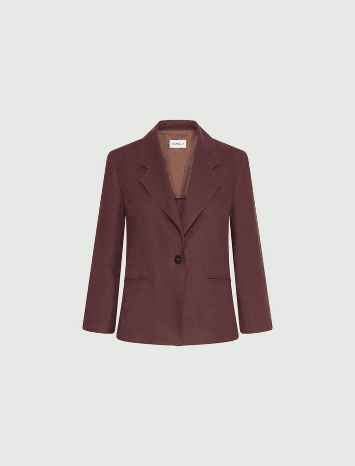 MARELLA giacca in lino donna marrone - 6