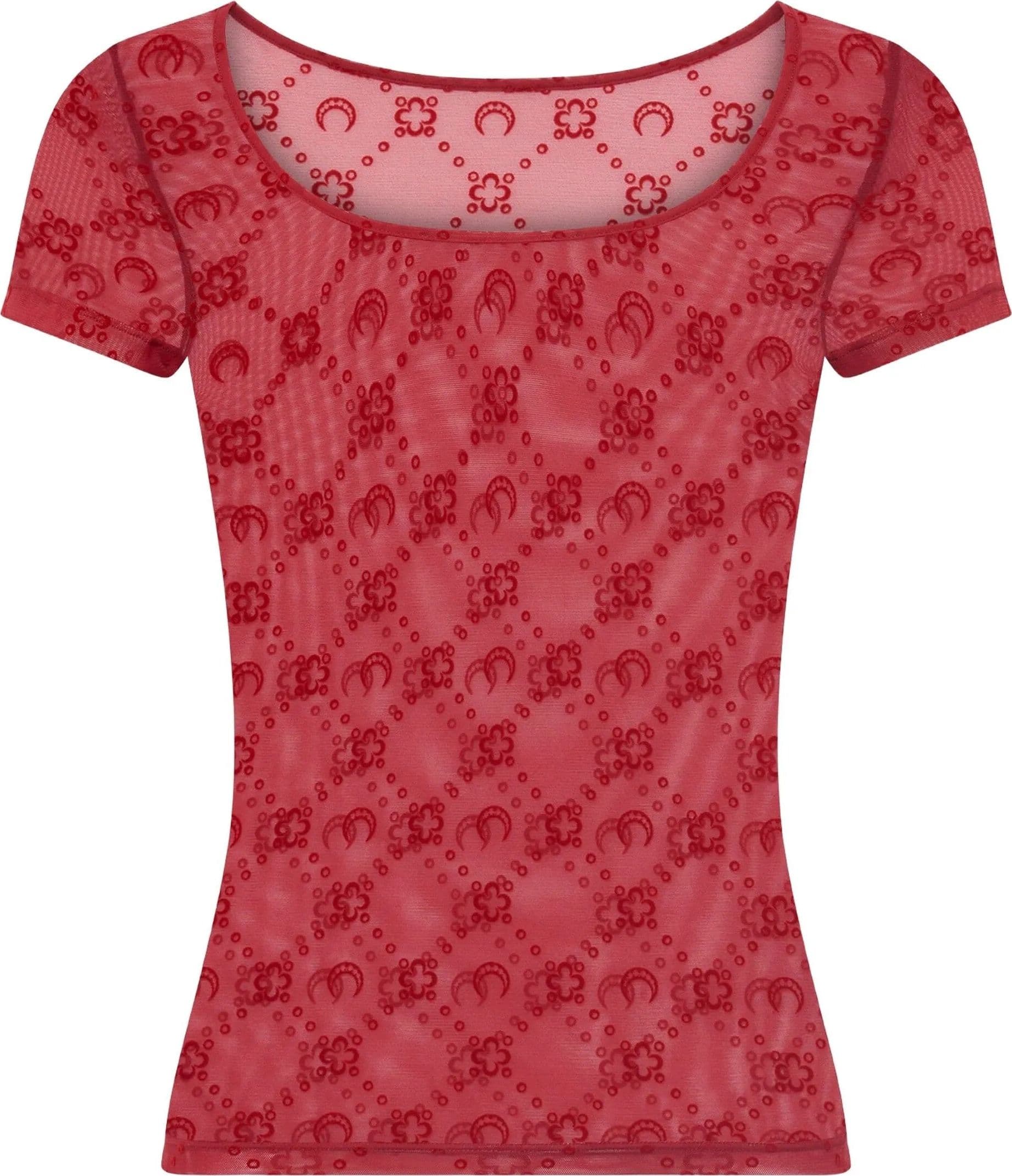 MARINE SERRE Marine Serre - T-Shirt Monogram Nera e Rossa da Donna