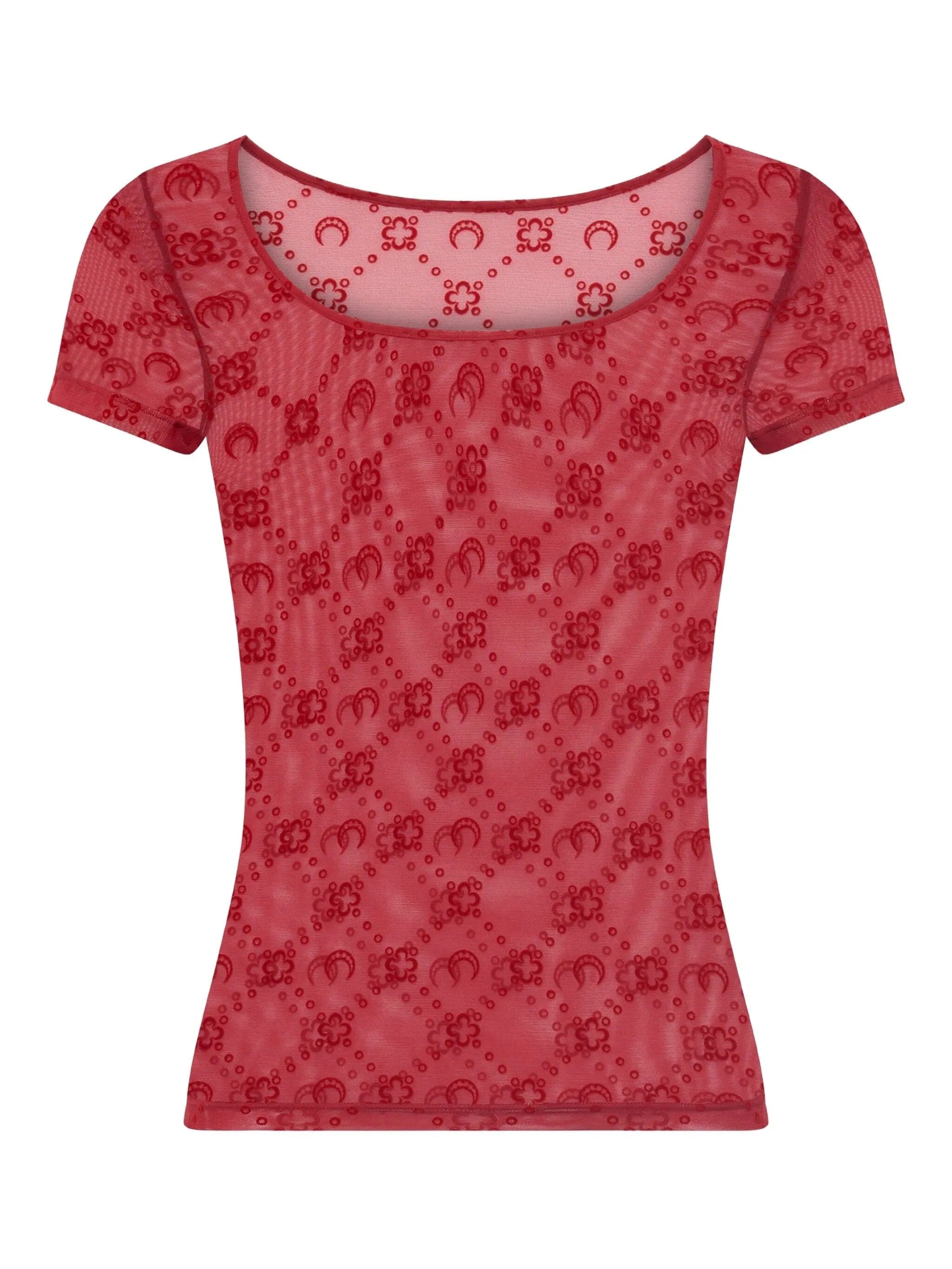 MARINE SERRE Marine Serre - T-Shirt Monogram Nera e Rossa da Donna - 5