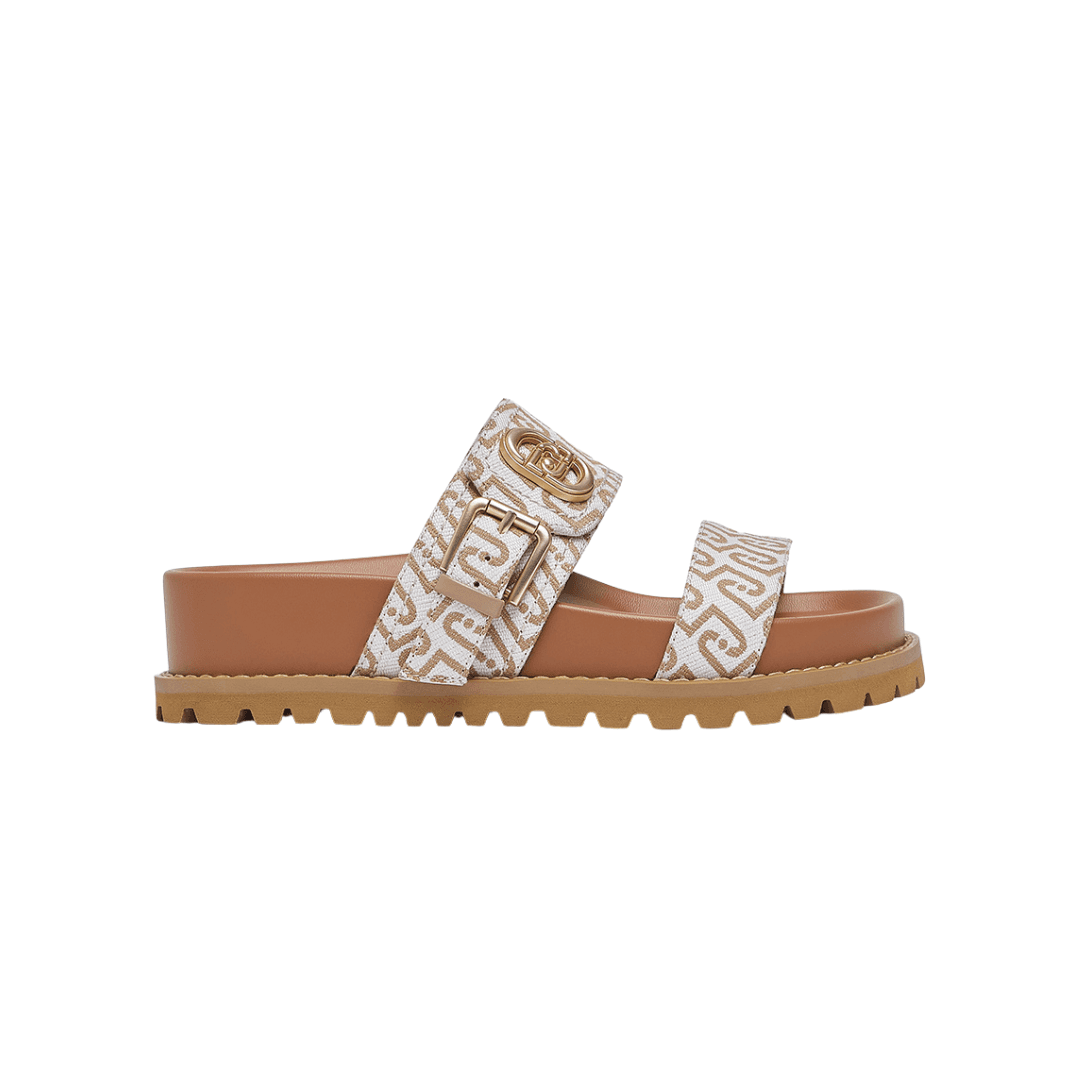 LIU JO Liu Jo Sandali Donna in Denim Jacquard con Monogram All Over e Suola Dentellata Marrone - 6