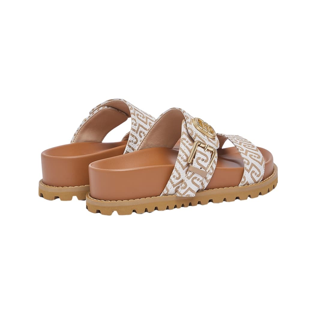 LIU JO Liu Jo Sandali Donna in Denim Jacquard con Monogram All Over e Suola Dentellata Marrone - 3