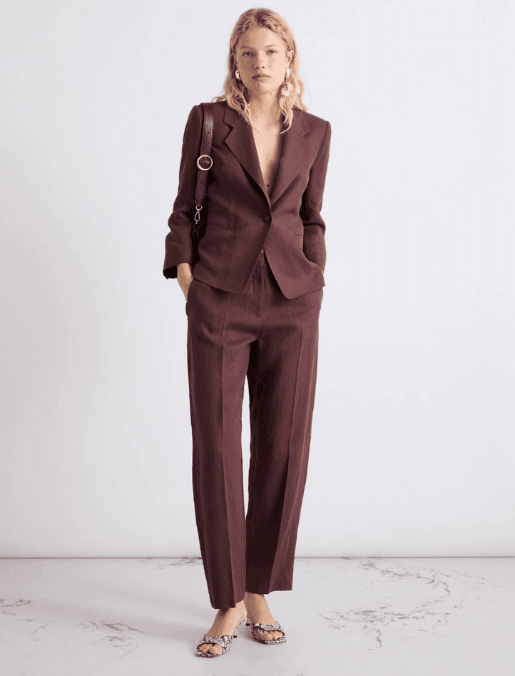 MARELLA pantalone in tela di lino donna marrone - 2