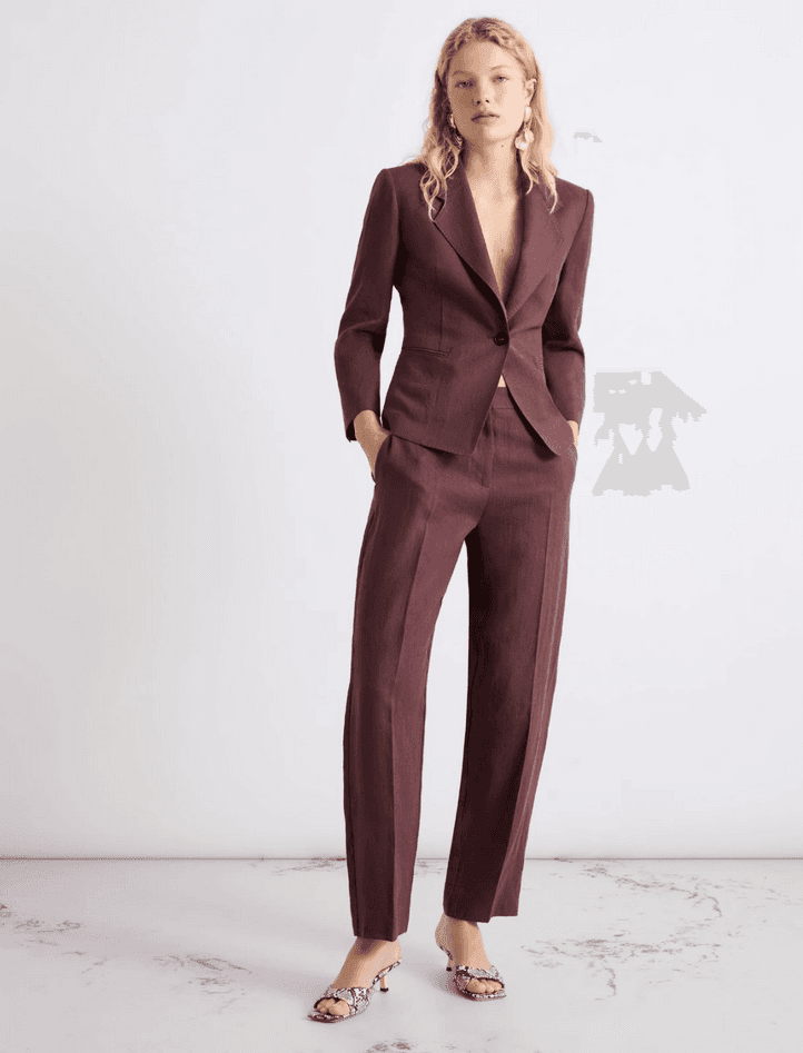 MARELLA pantalone in tela di lino donna marrone - 3