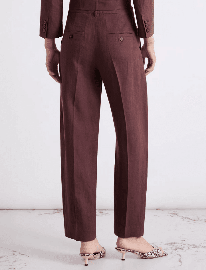 MARELLA pantalone in tela di lino donna marrone - 4