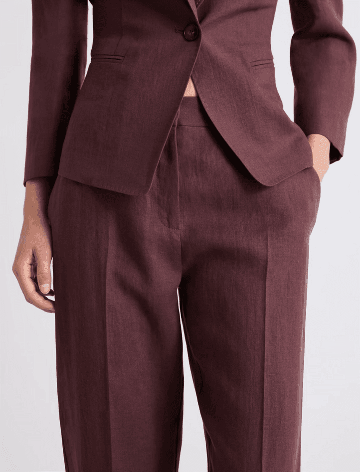 MARELLA pantalone in tela di lino donna marrone - 5