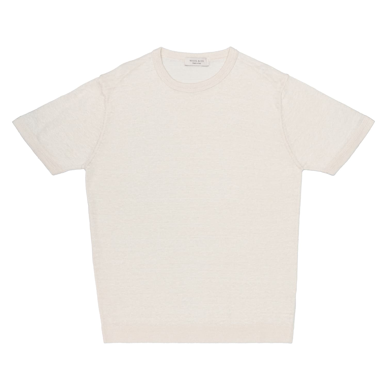 WOOL &amp; CO Maglia MM Uomo Wool &amp; Co Pettinato Lino Ecru - 4