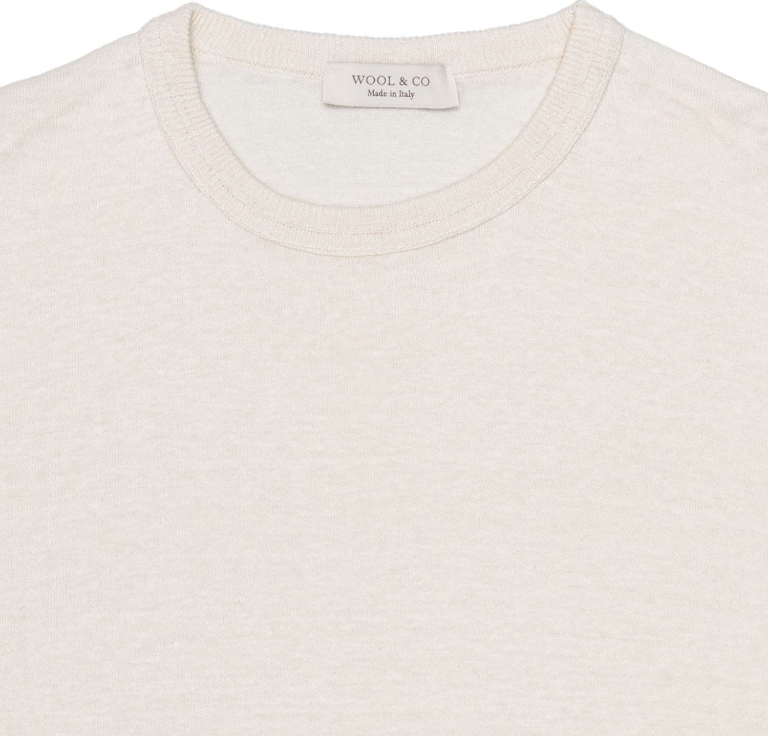 WOOL &amp; CO Maglia MM Uomo Wool &amp; Co Pettinato Lino Ecru - 2