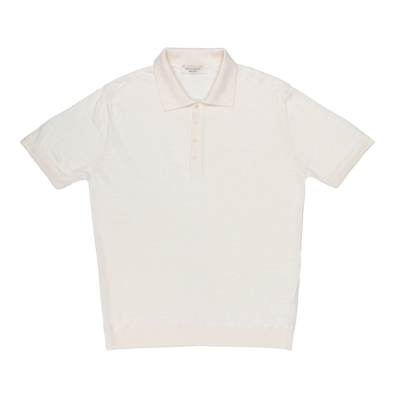 WOOL &amp; CO Polo MM Uomo Wool &amp; Co Pettinato Lino Ecru - 4
