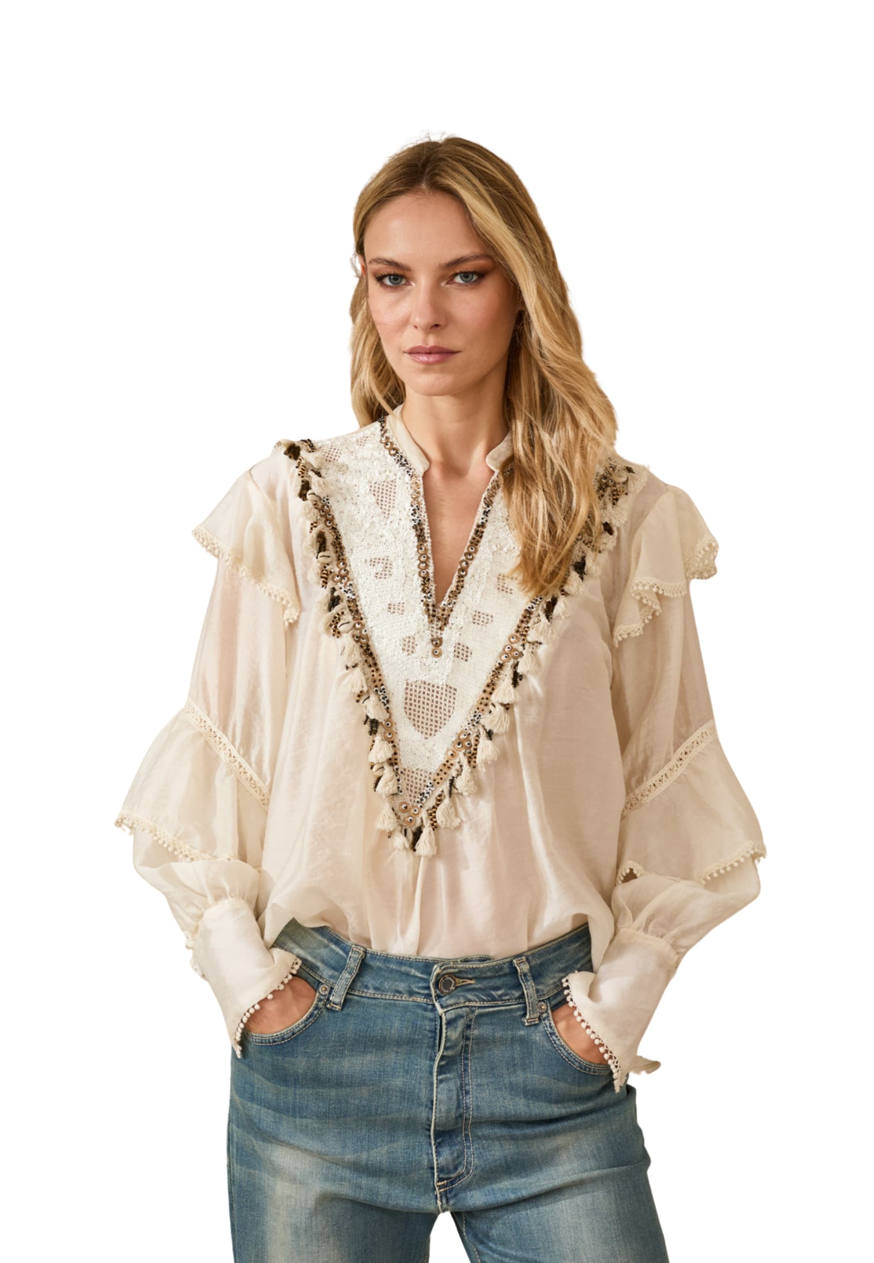 SOUVENIR blusa Donna  scollo ricamato - 4