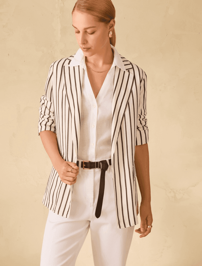 PENNYBLACK blazer in blend di lino donna avorio - 2