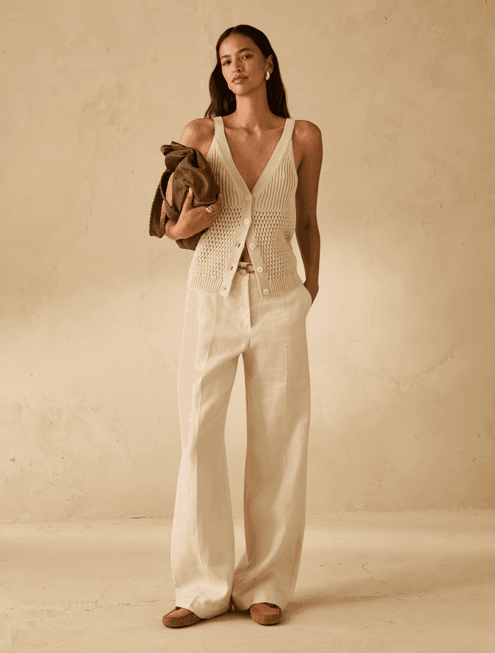 PENNYBLACK pantaloni ampi donna bianco lana - 2