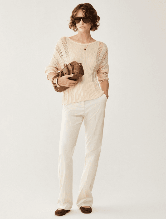 PENNYBLACK pantalone flare in raso donna avorio - 5
