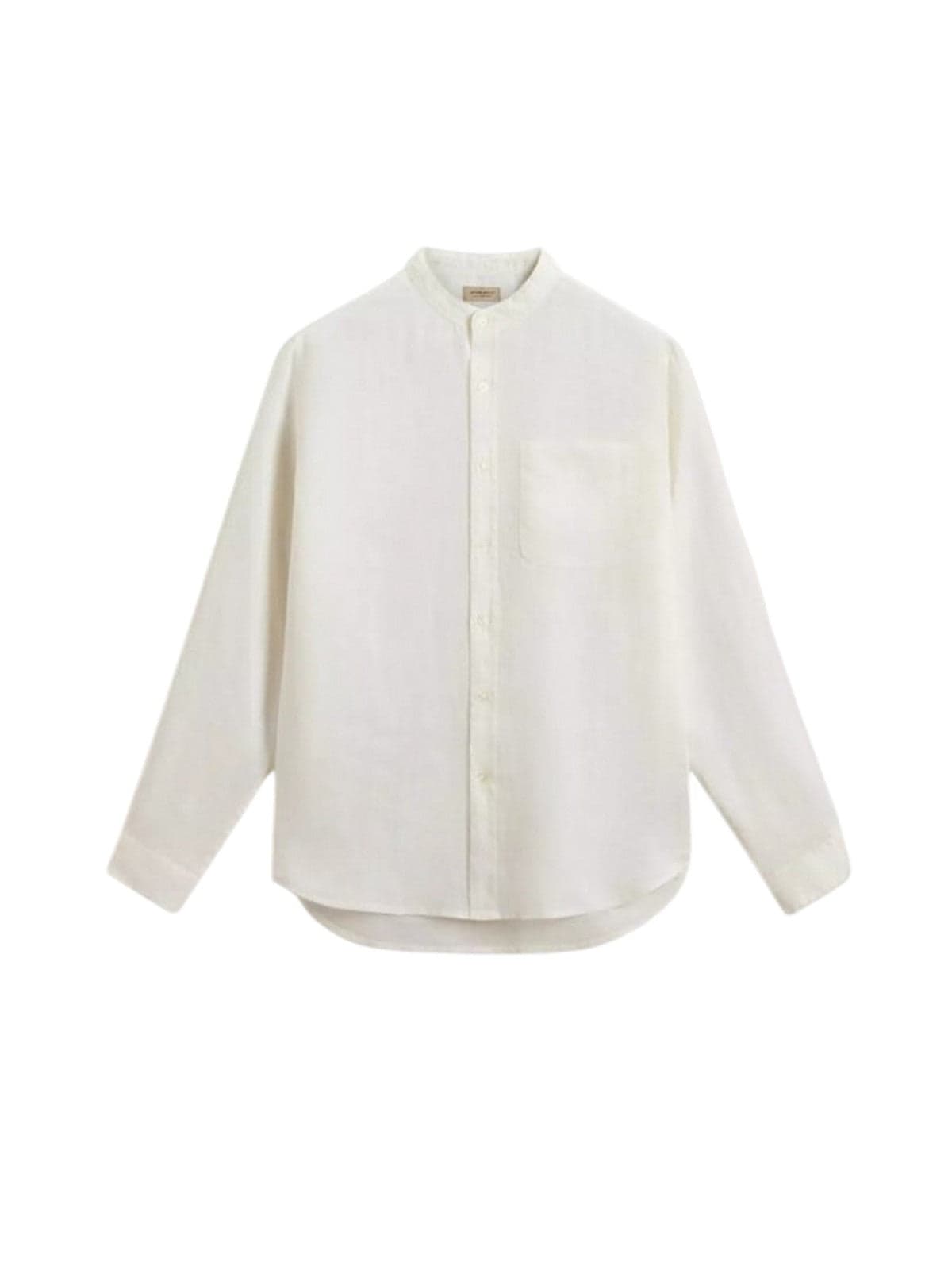 Woolrich altro (camicie) uomo woolrich - band collar linen shirt arctic white - bianco - 5