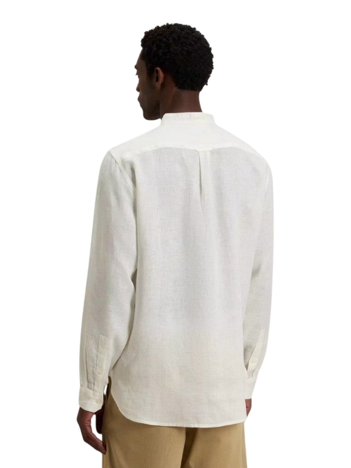 Woolrich altro (camicie) uomo woolrich - band collar linen shirt arctic white - bianco - 4