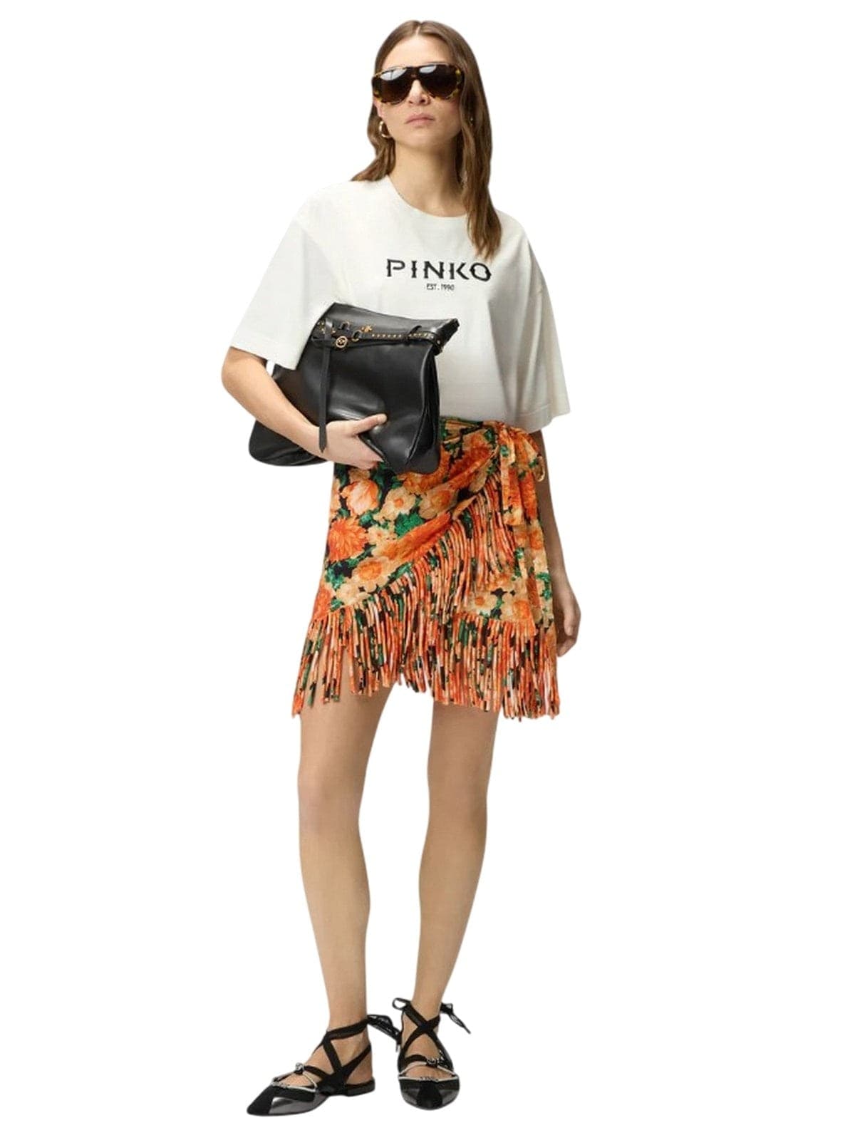 Pinko gonne casual donna pinko - nuoro gonna tela washed - arancione - 3