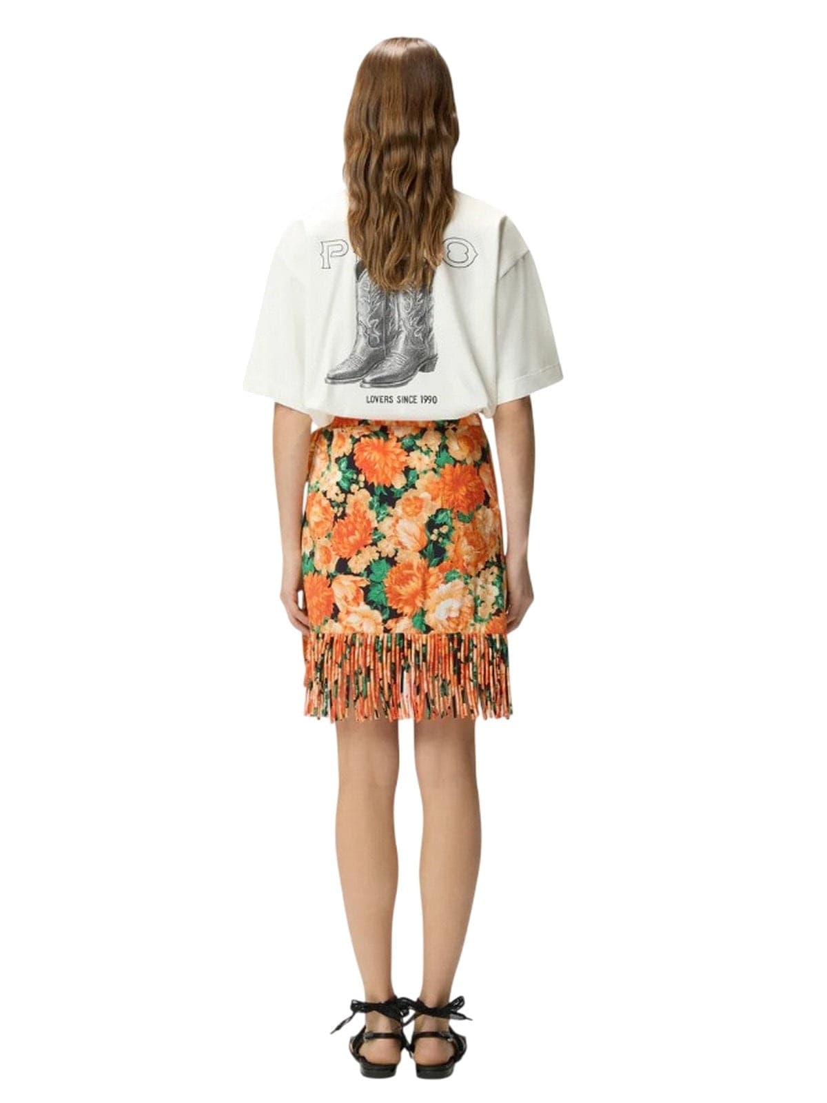 Pinko gonne casual donna pinko - nuoro gonna tela washed - arancione - 4
