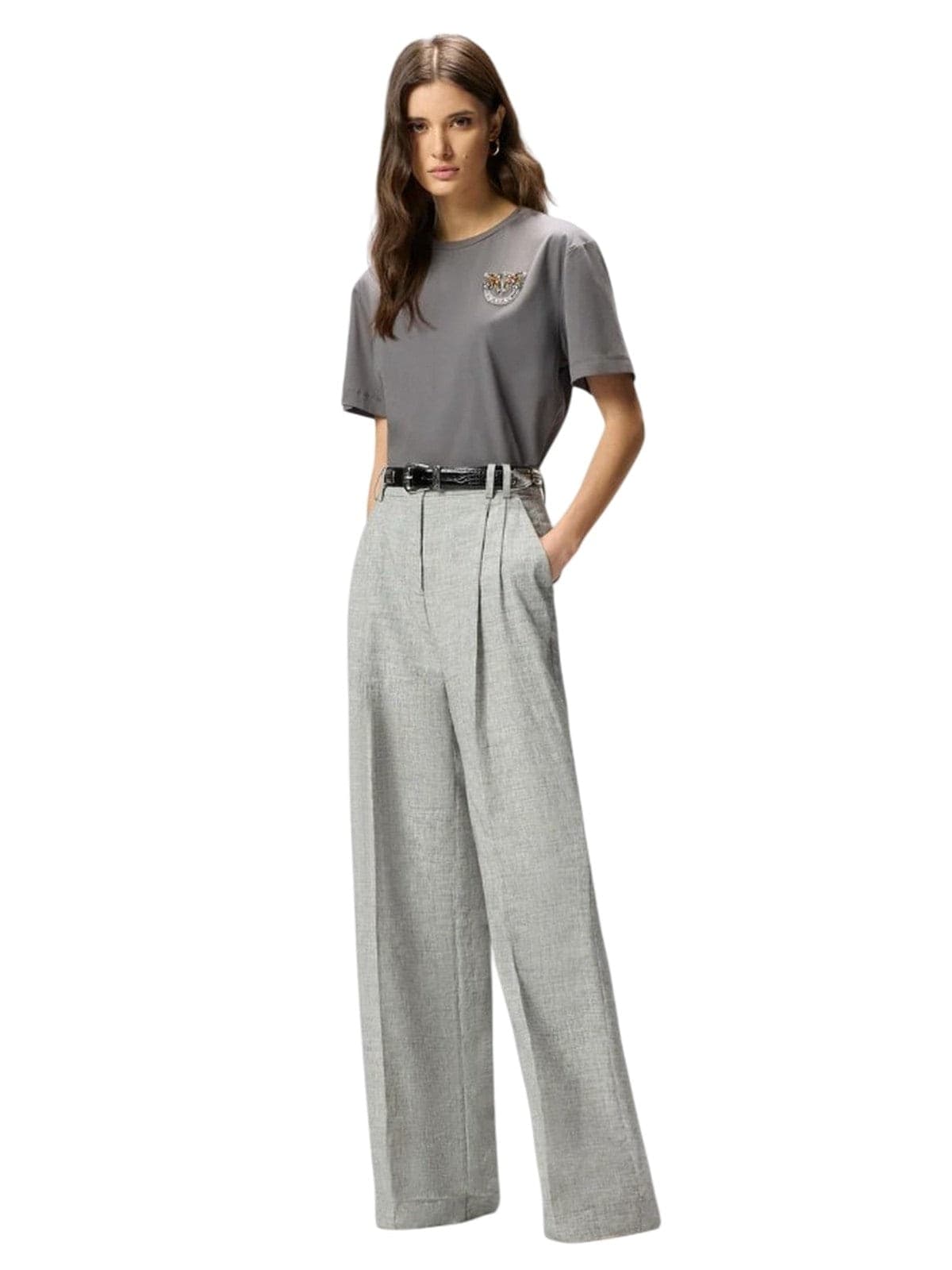 Pinko t-shirt donna pinko - strepitoso t-shirt jersey - grigio - 3