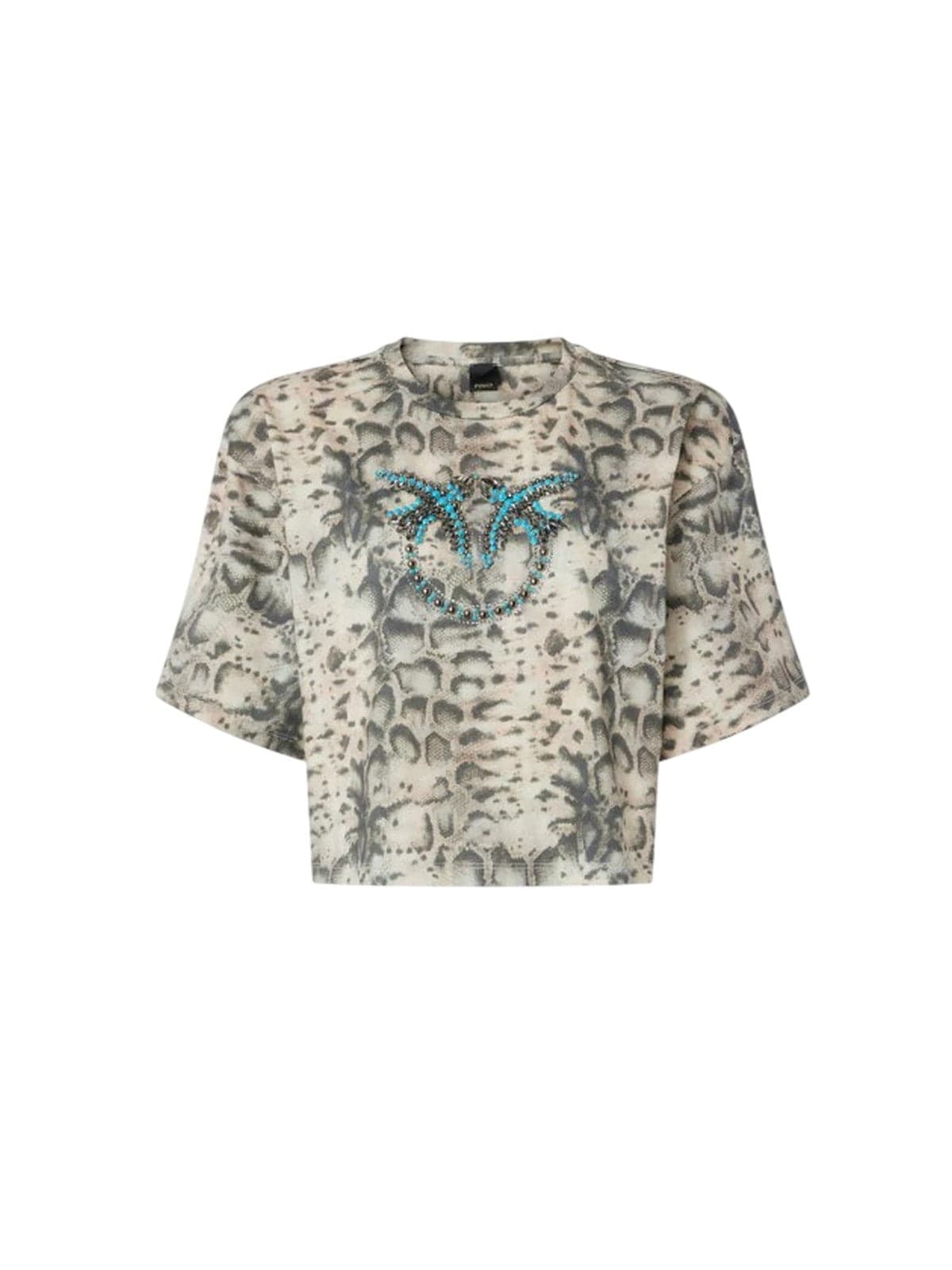 Pinko t-shirt donna pinko - terni t-shirt jersey snake - beige - 5