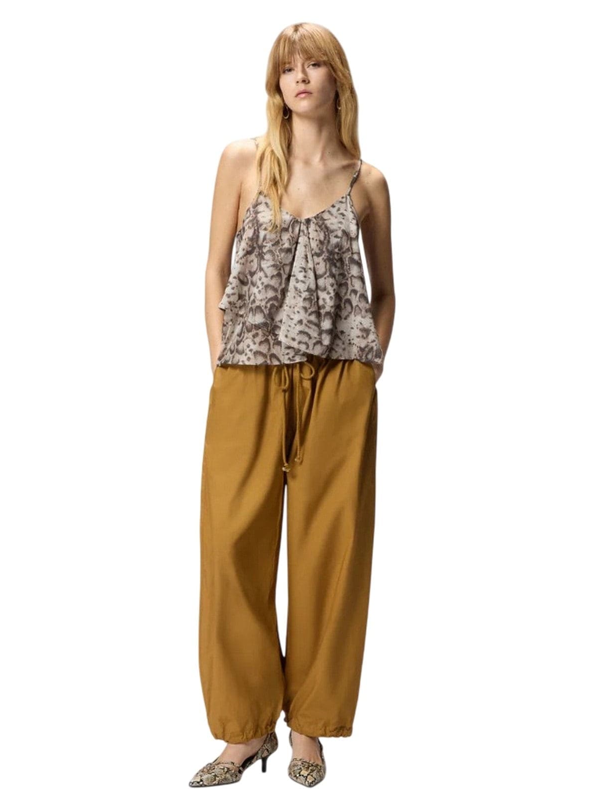 Pinko canotte e top donna pinko - udine top mussola stampa - beige - 3