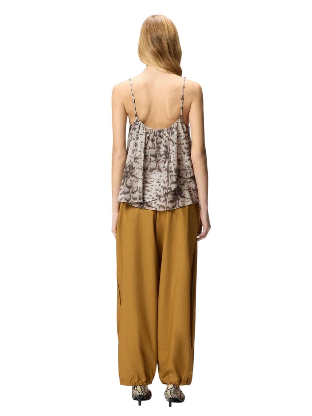 Pinko canotte e top donna pinko - udine top mussola stampa - beige - 4
