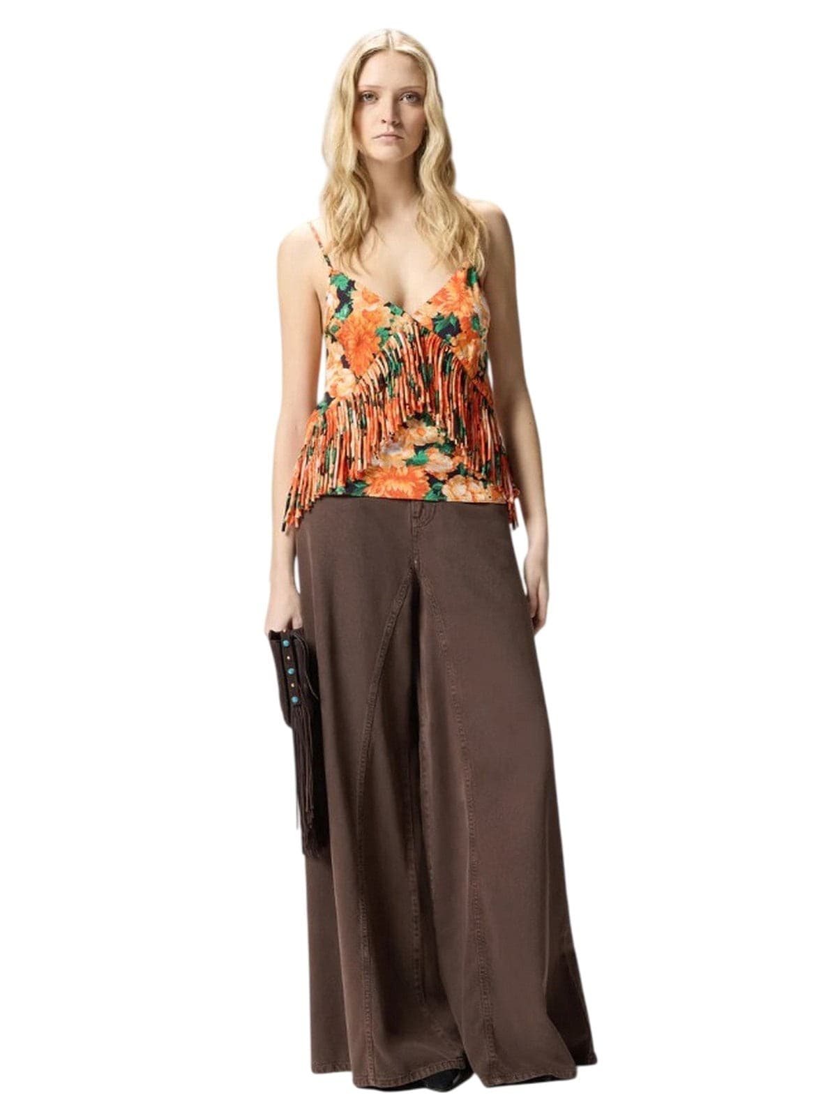 Pinko canotte e top donna pinko - caneto top tela washed - arancione - 3
