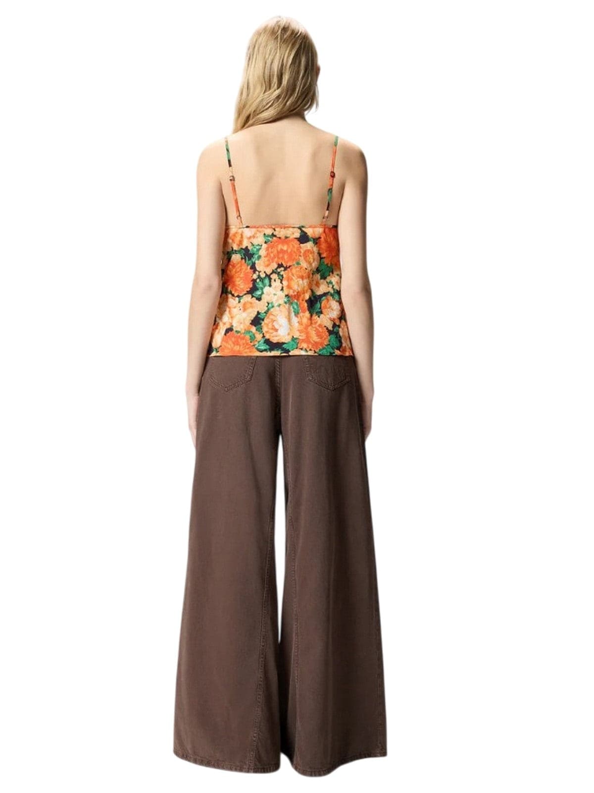 Pinko canotte e top donna pinko - caneto top tela washed - arancione - 4