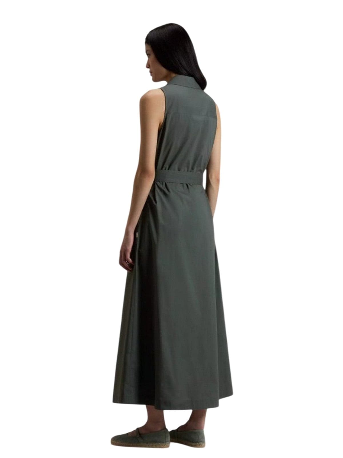 Woolrich vestiti casual donna woolrich - cotton poplin shirt dress forest veil - verde - 3