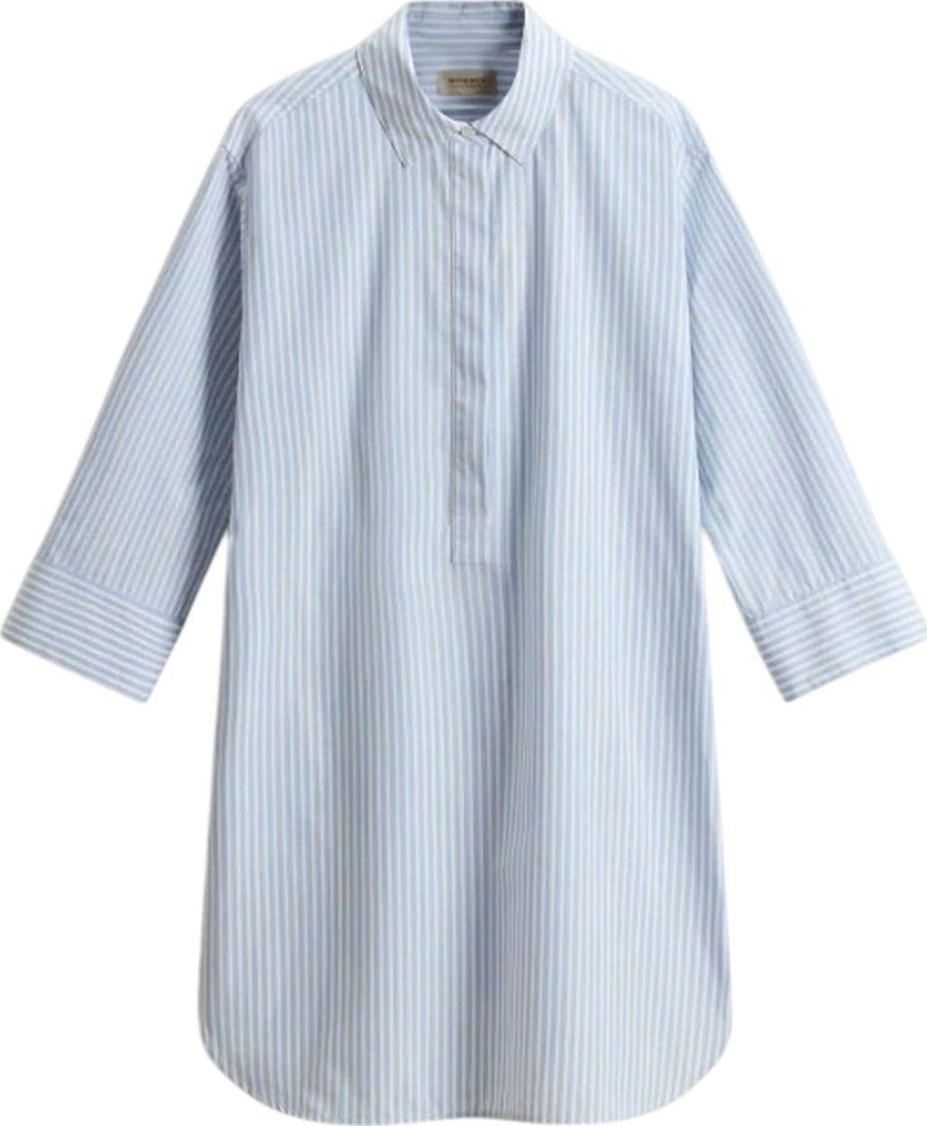 Woolrich vestiti casual donna woolrich - striped poplin serafino dress stripe blu whiff - blu – BLUE