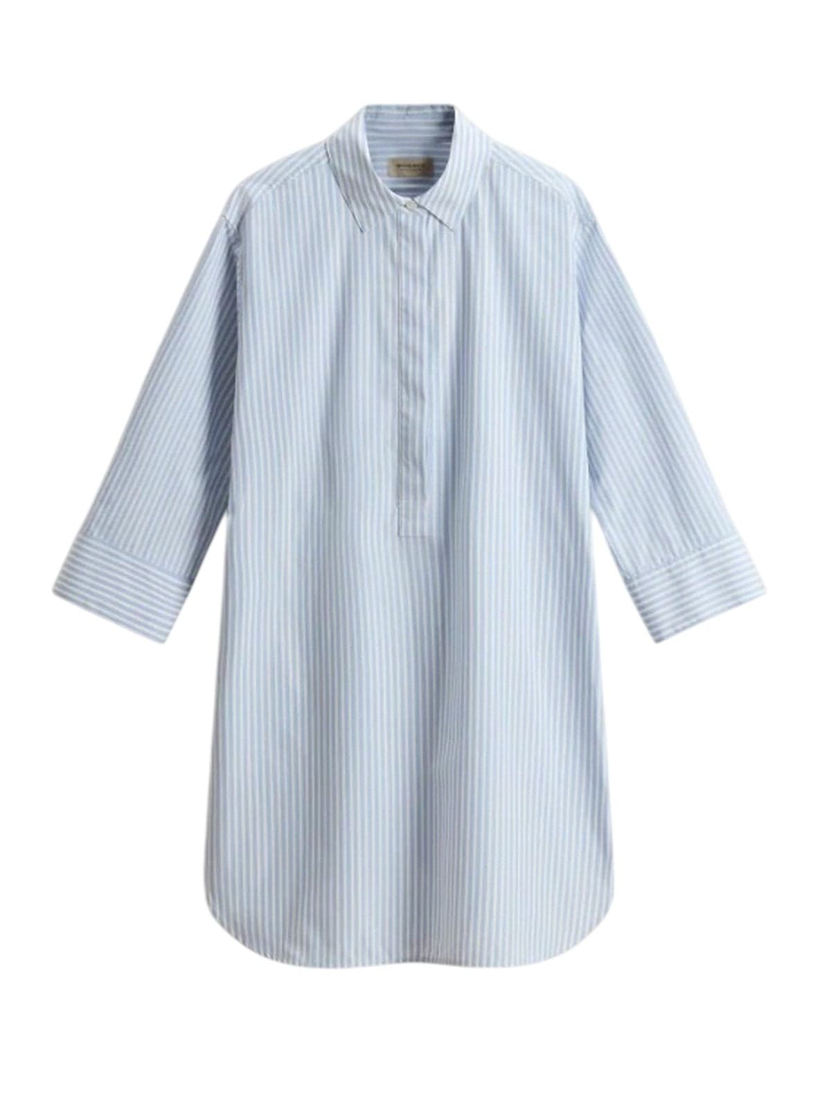 Woolrich vestiti casual donna woolrich - striped poplin serafino dress stripe blu whiff - blu - 5