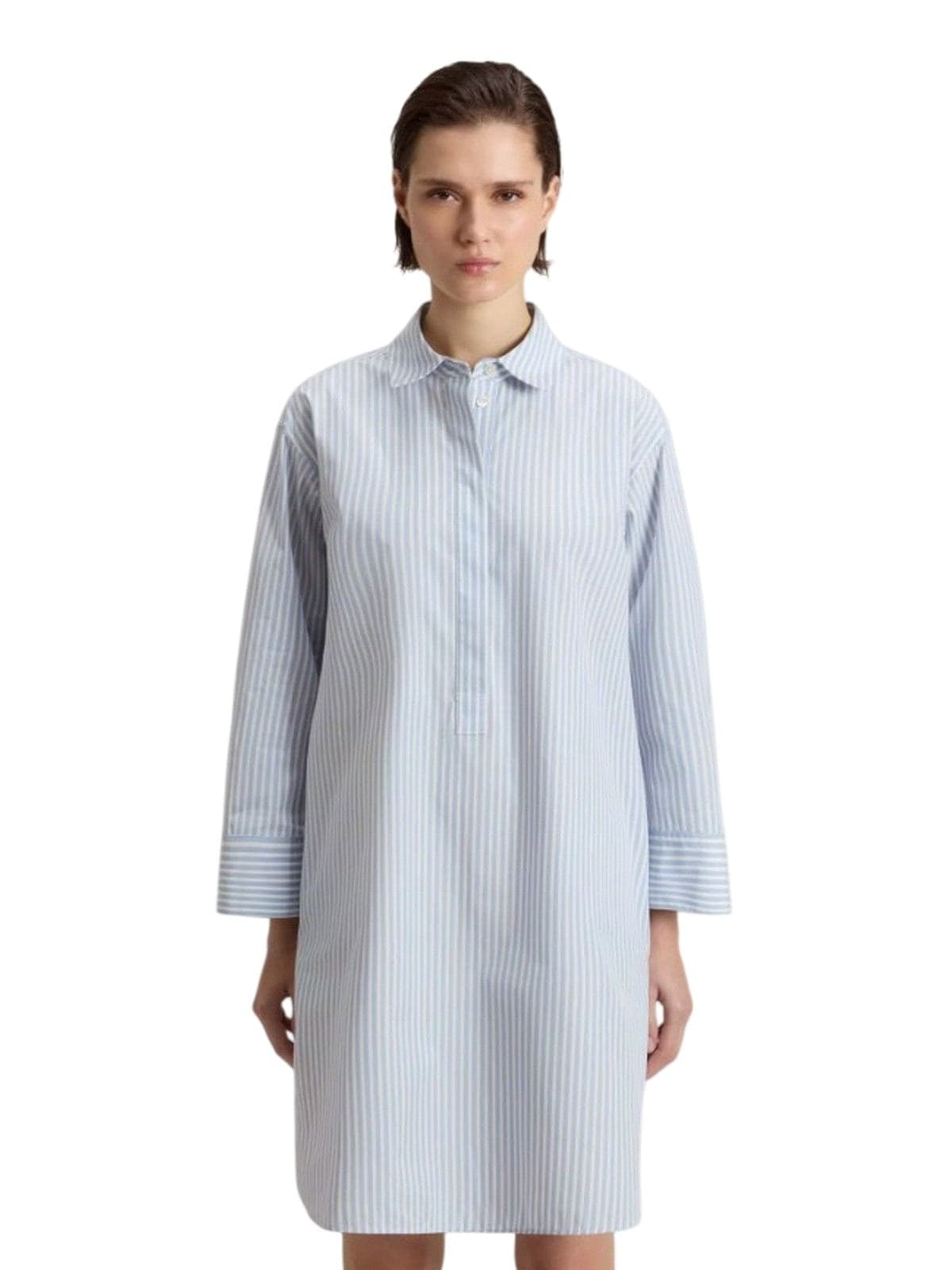 Woolrich vestiti casual donna woolrich - striped poplin serafino dress stripe blu whiff - blu - 2