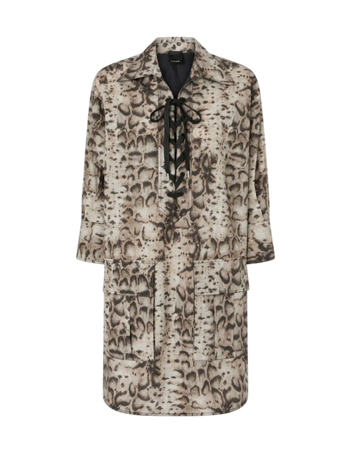 Pinko vestiti casual donna pinko - agra abito popeline stampato - beige - 5
