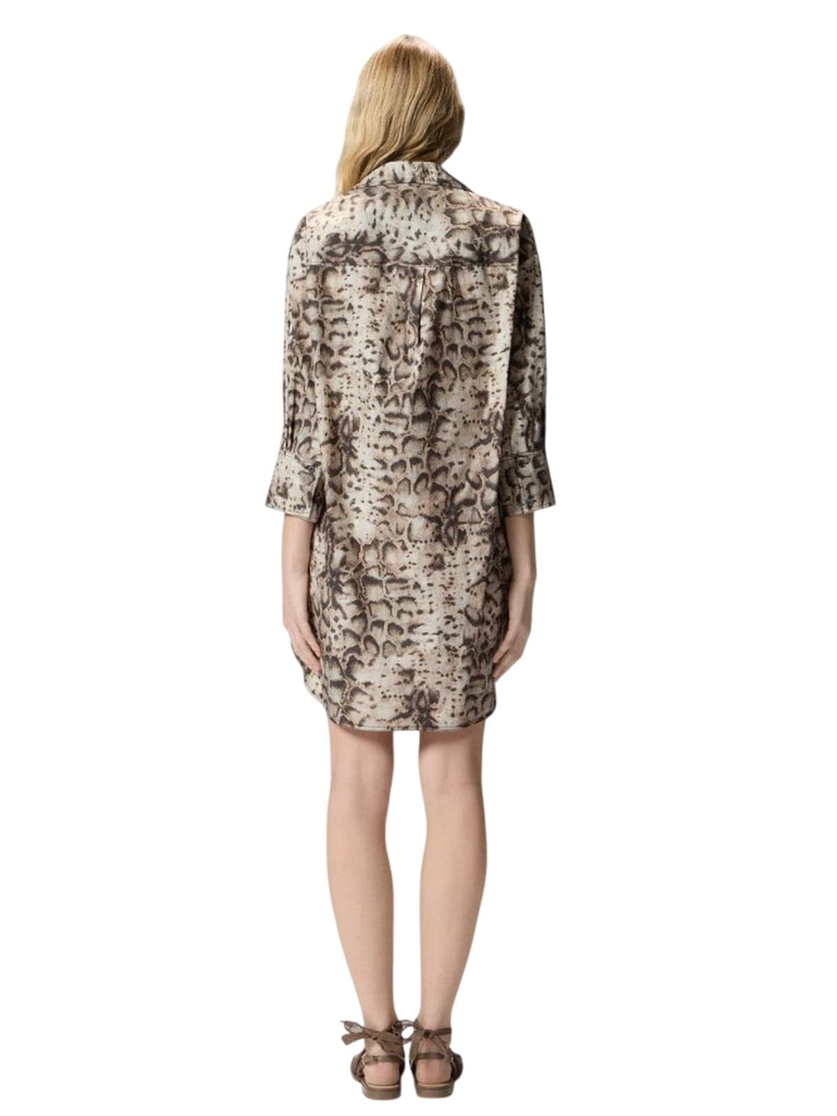 Pinko vestiti casual donna pinko - agra abito popeline stampato - beige - 4