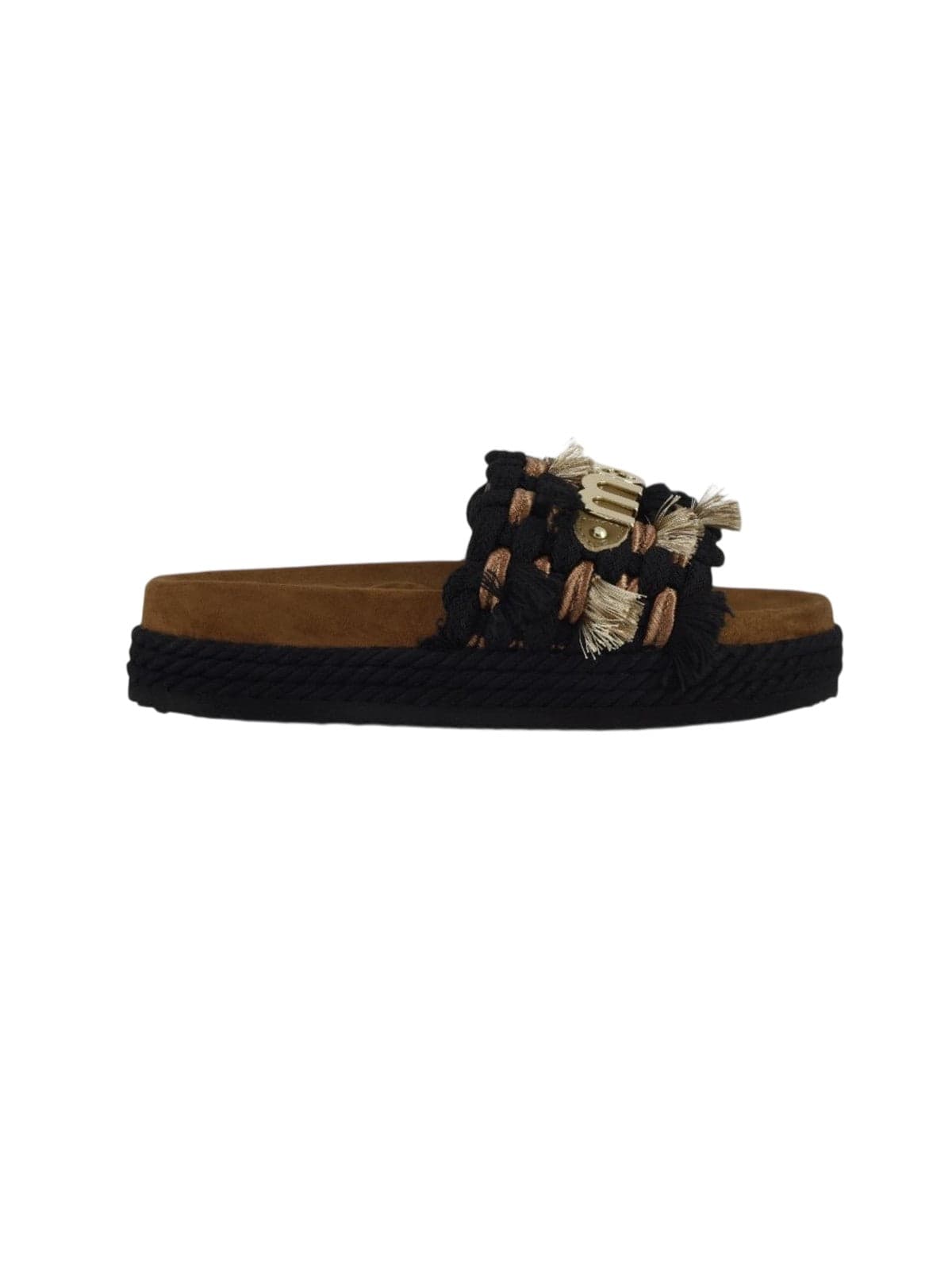 MOU sandali donna mou - monoband rope sandal fringes - nero - 6
