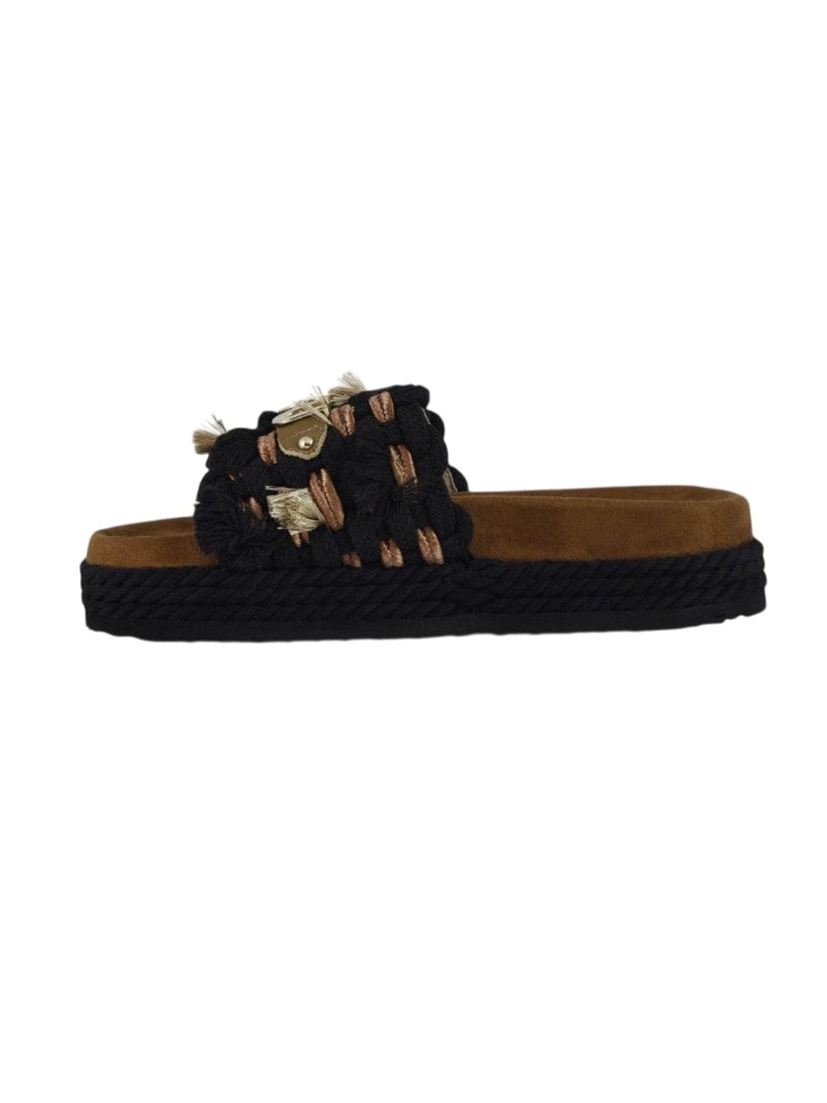 MOU sandali donna mou - monoband rope sandal fringes - nero - 5