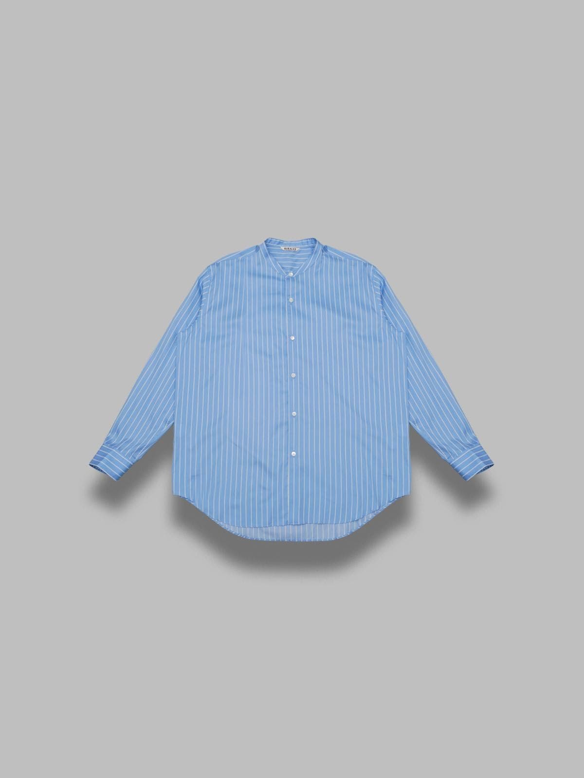 AURALEE cotton silk stripe stand collar shirt