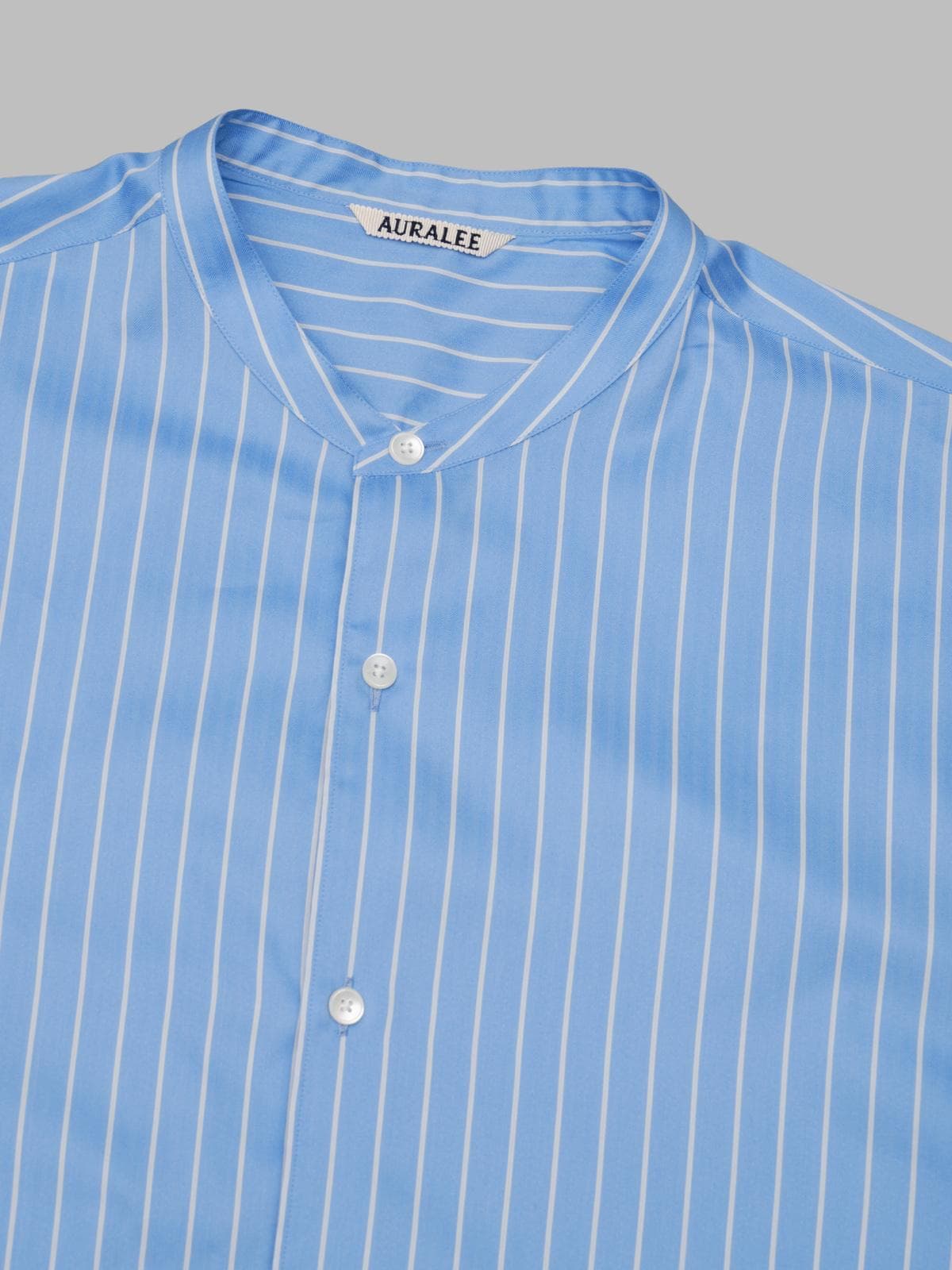 AURALEE cotton silk stripe stand collar shirt - 3