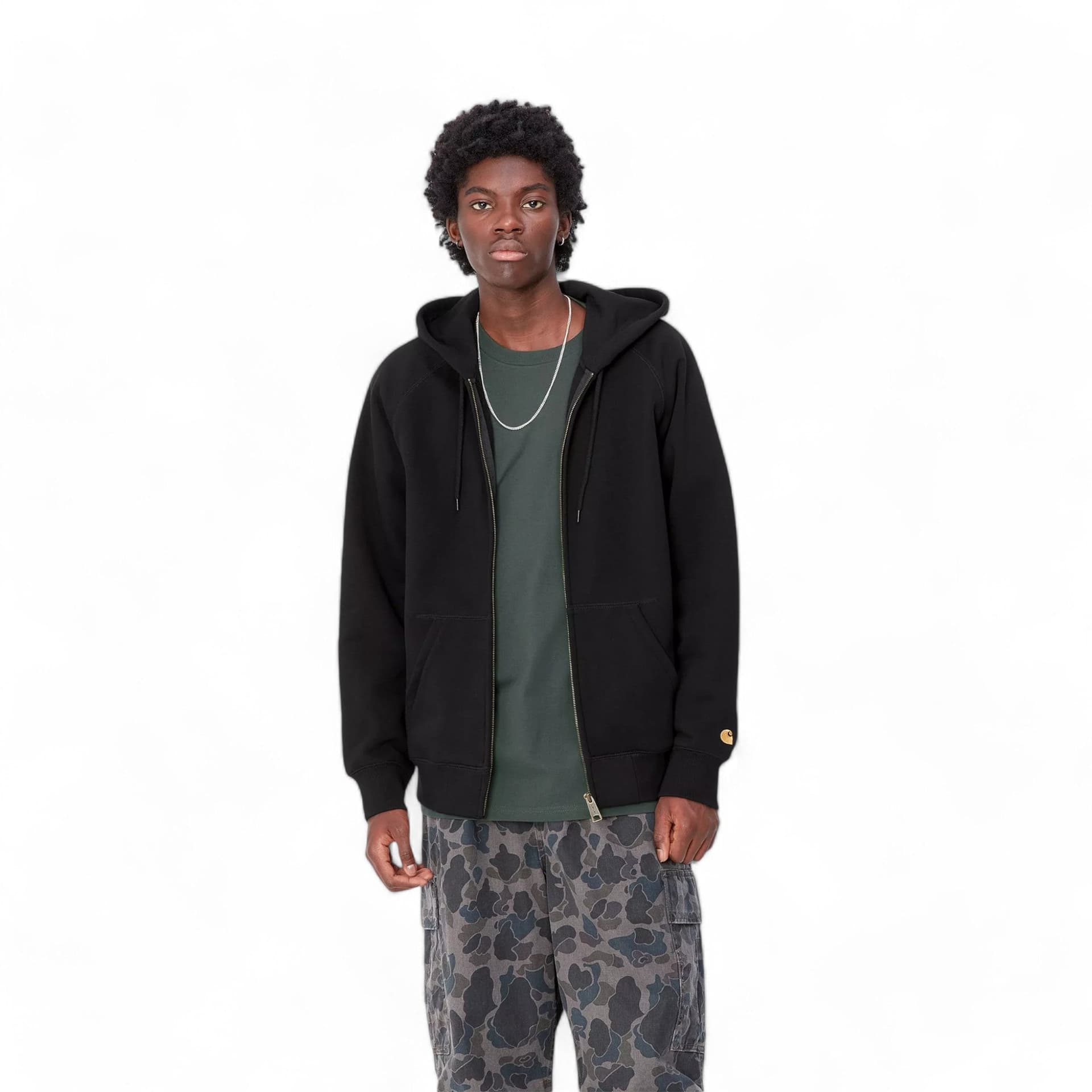 CARHARTT WIP carhartt wip hooded chase jacket - black / gold - 2