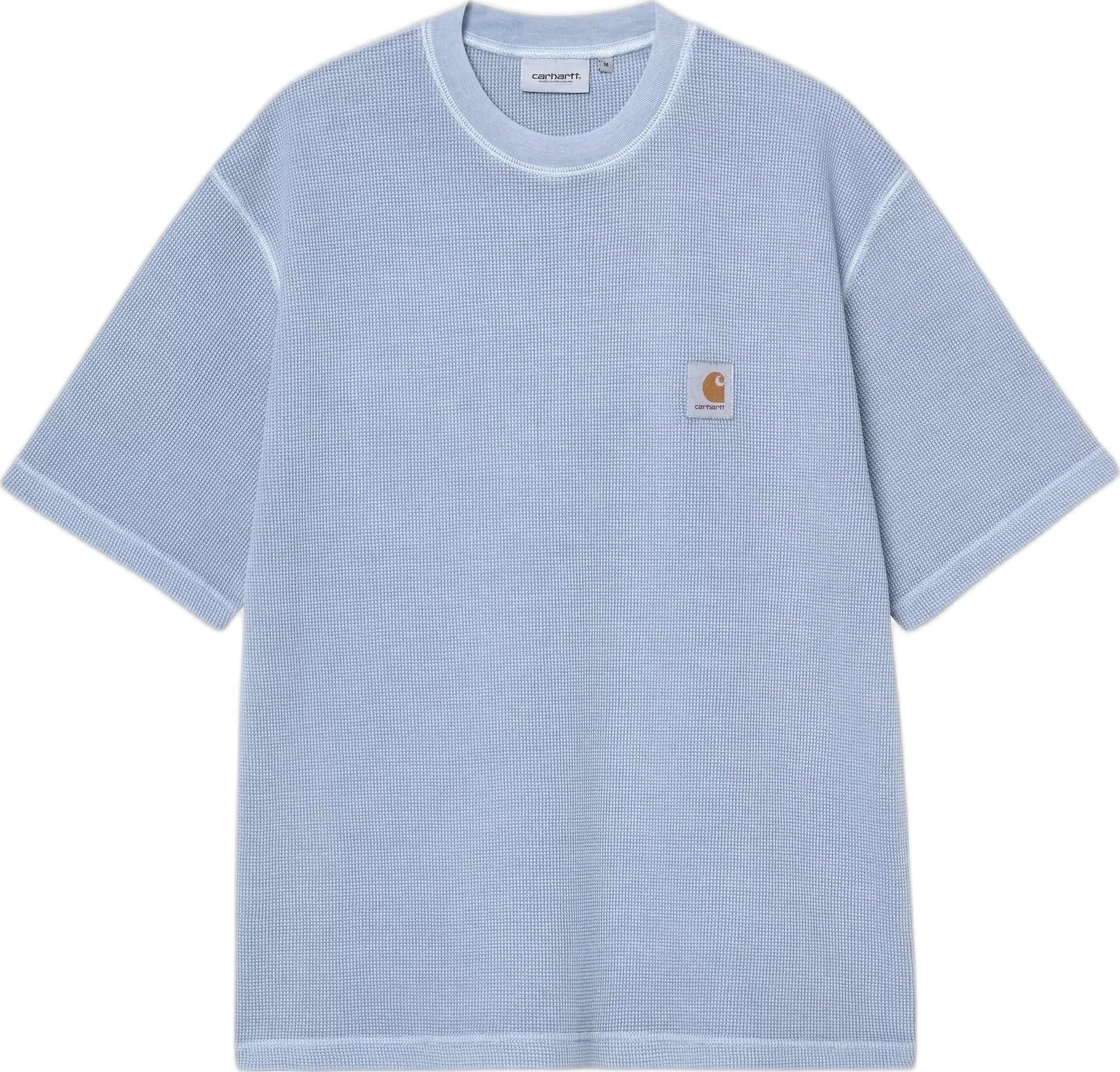 CARHARTT WIP t-shirt carhartt wip s/s nelson waffle t-shirt - gentle blue garment dyed