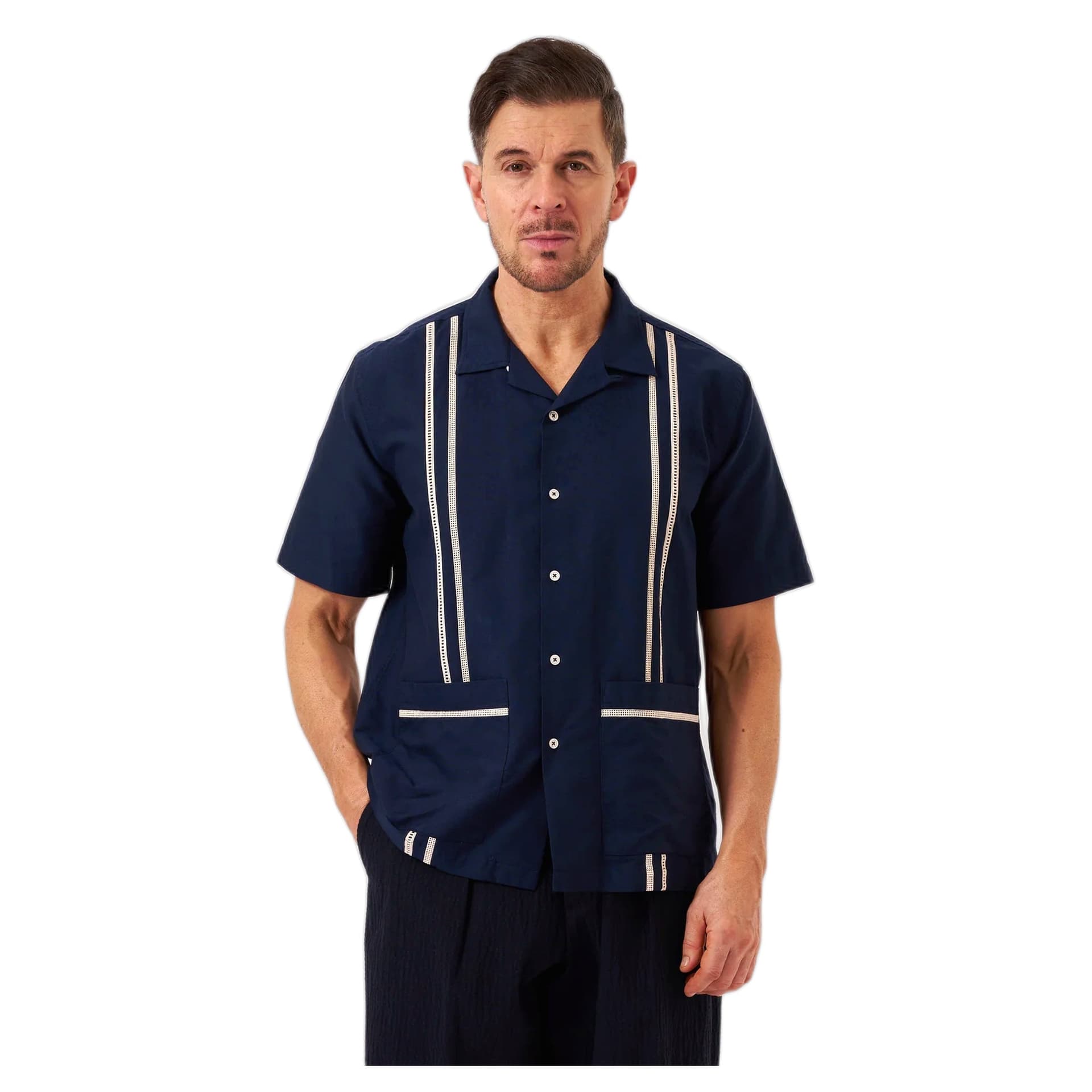 UNIVERSAL WORKS camicia universal works tropicana shirt classic oxford - navy - 2