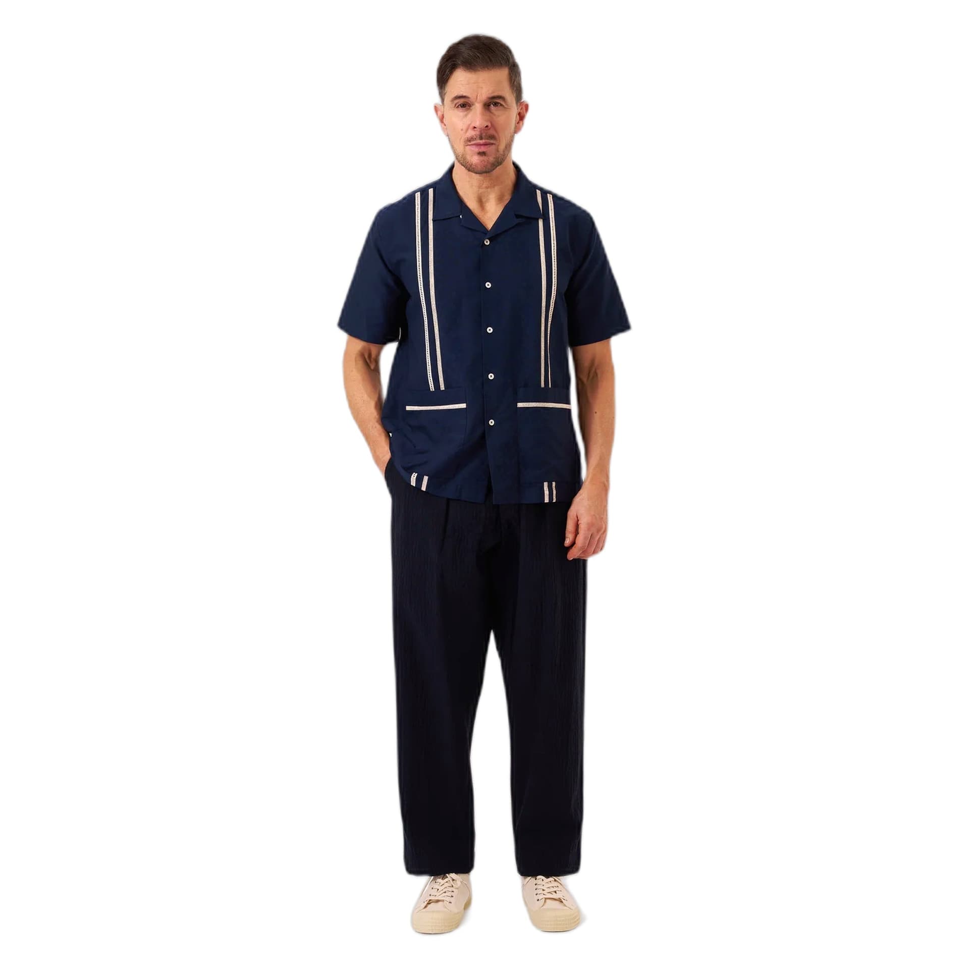 UNIVERSAL WORKS camicia universal works tropicana shirt classic oxford - navy - 5