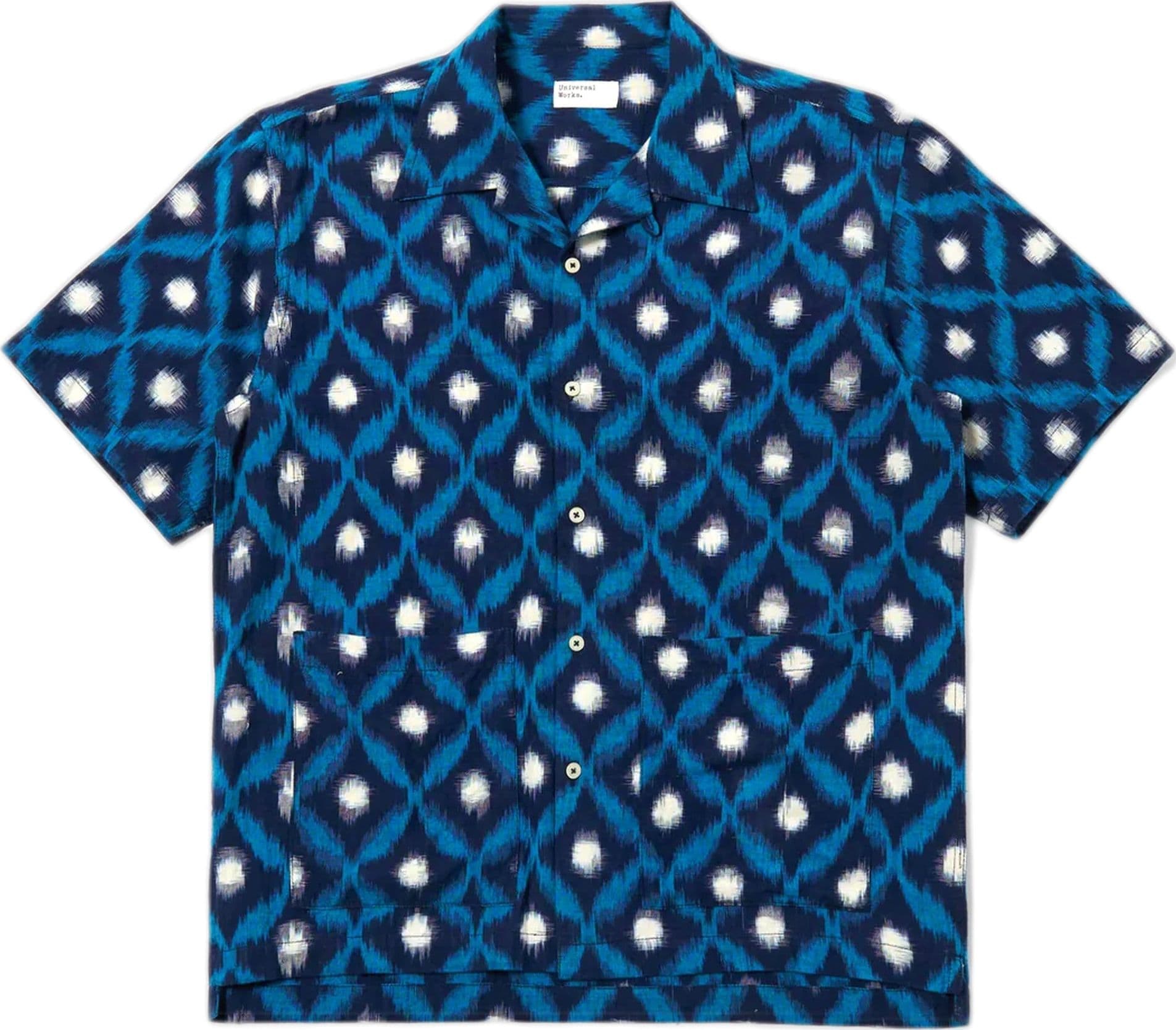 UNIVERSAL WORKS camicia universal works deck shirt diamond ikat - indigo - 6