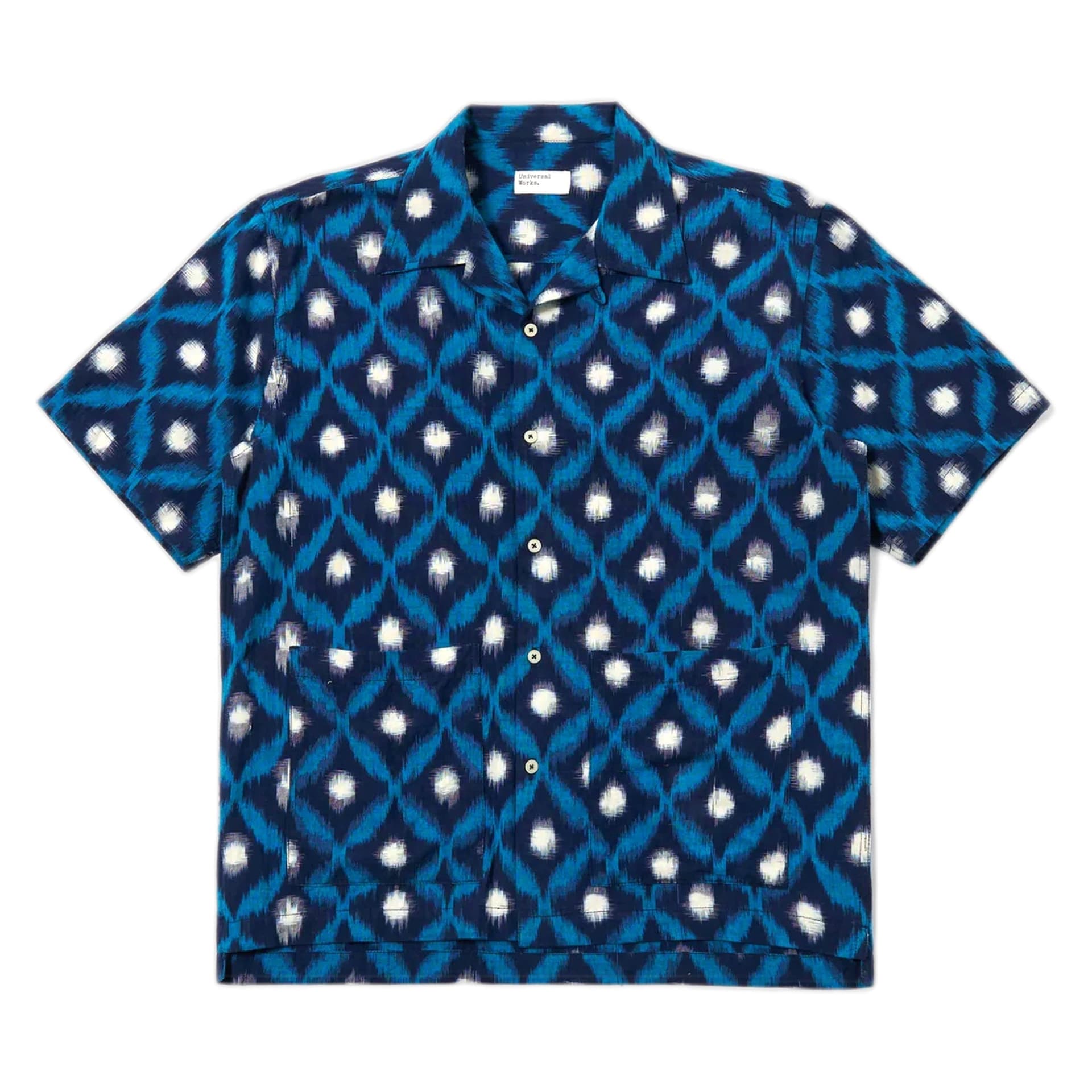 UNIVERSAL WORKS camicia universal works deck shirt diamond ikat - indigo - 6