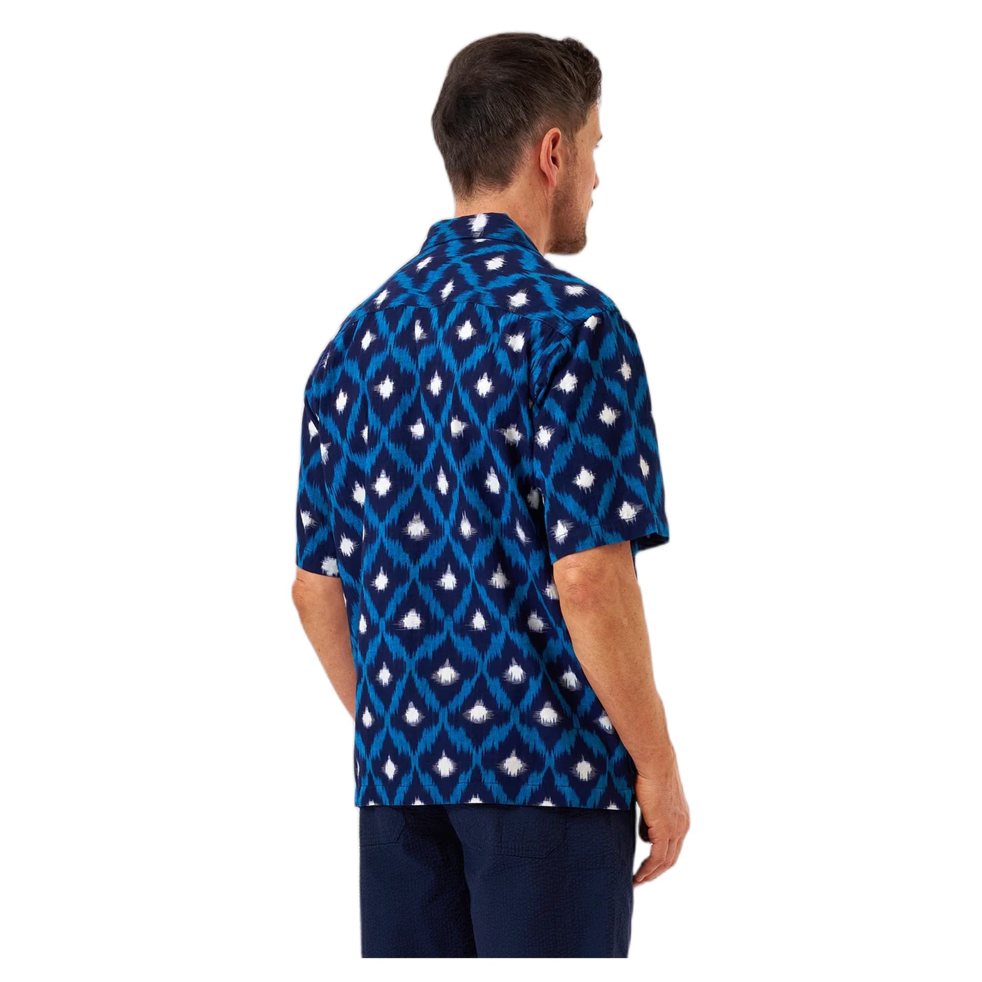 UNIVERSAL WORKS camicia universal works deck shirt diamond ikat - indigo - 3