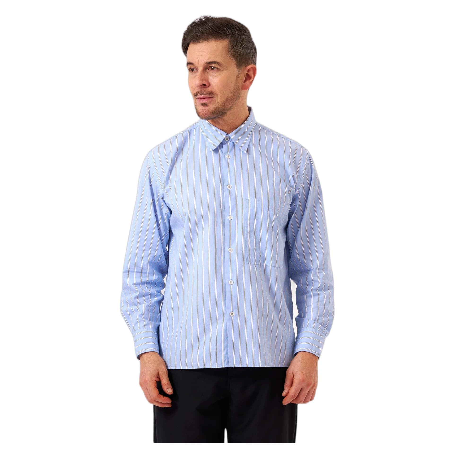 UNIVERSAL WORKS camicia universal works square pocket shirt mc stripe - blue - 2