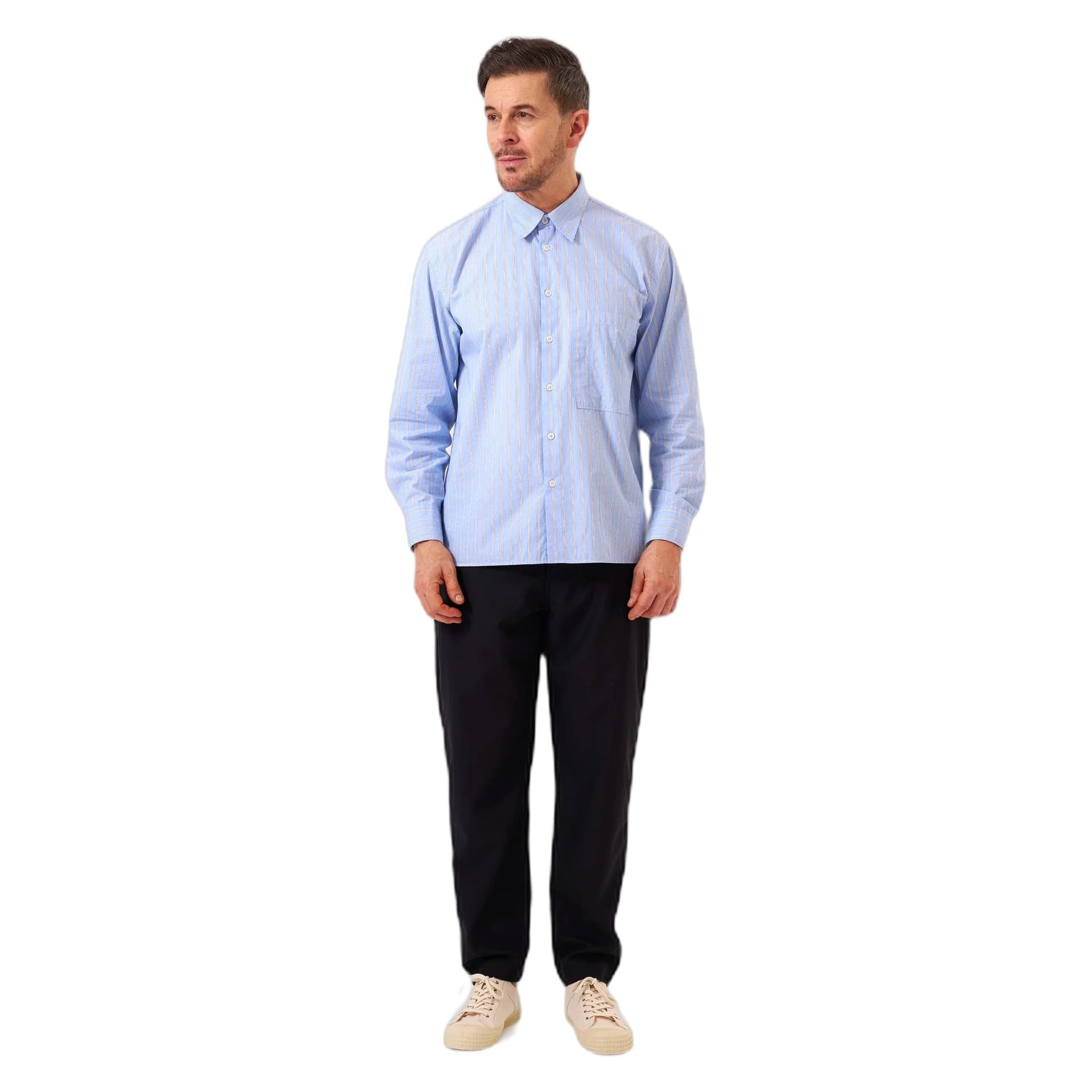 UNIVERSAL WORKS camicia universal works square pocket shirt mc stripe - blue - 3