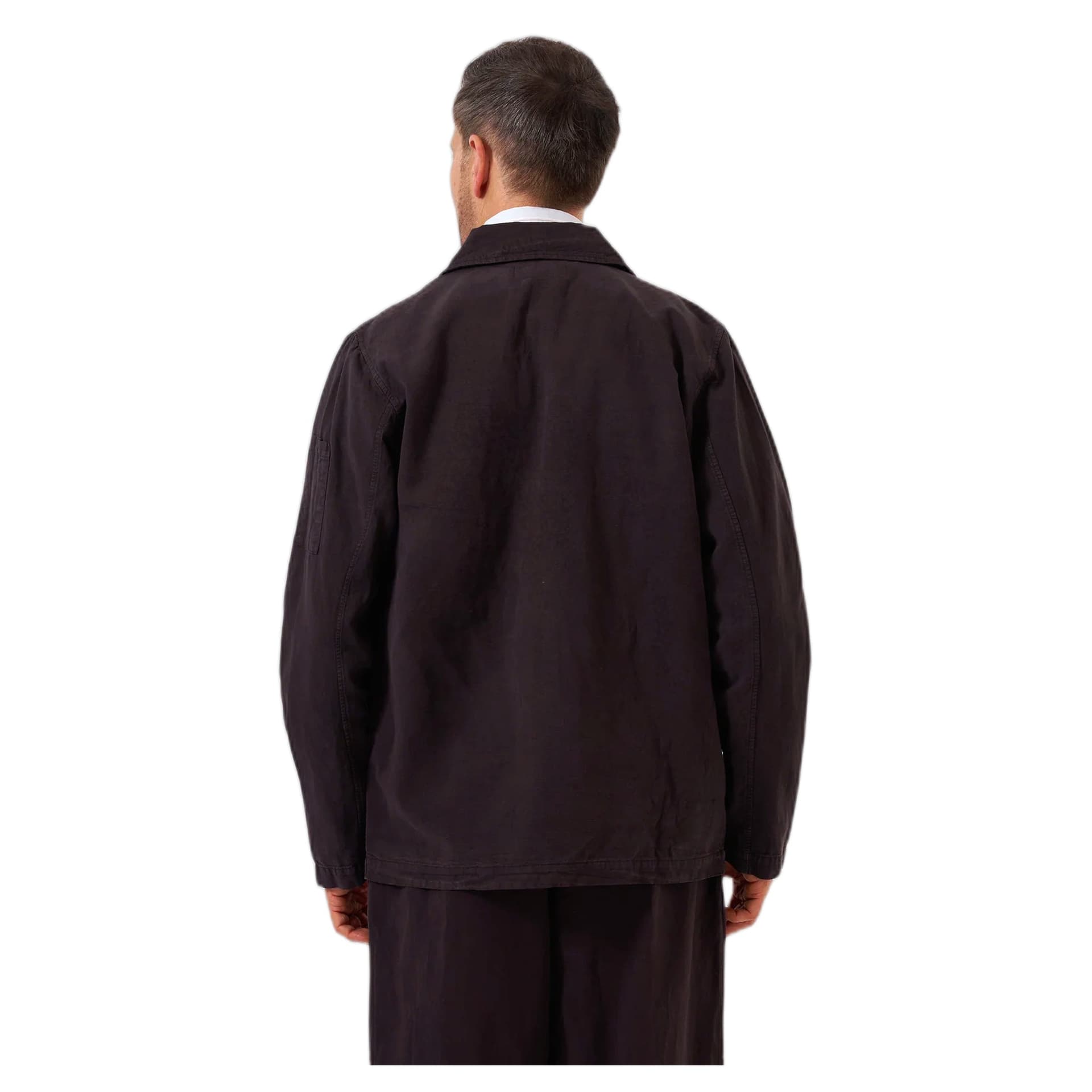 UNIVERSAL WORKS giacca universal works coverall jacket lyo linen mix - licorice - 3