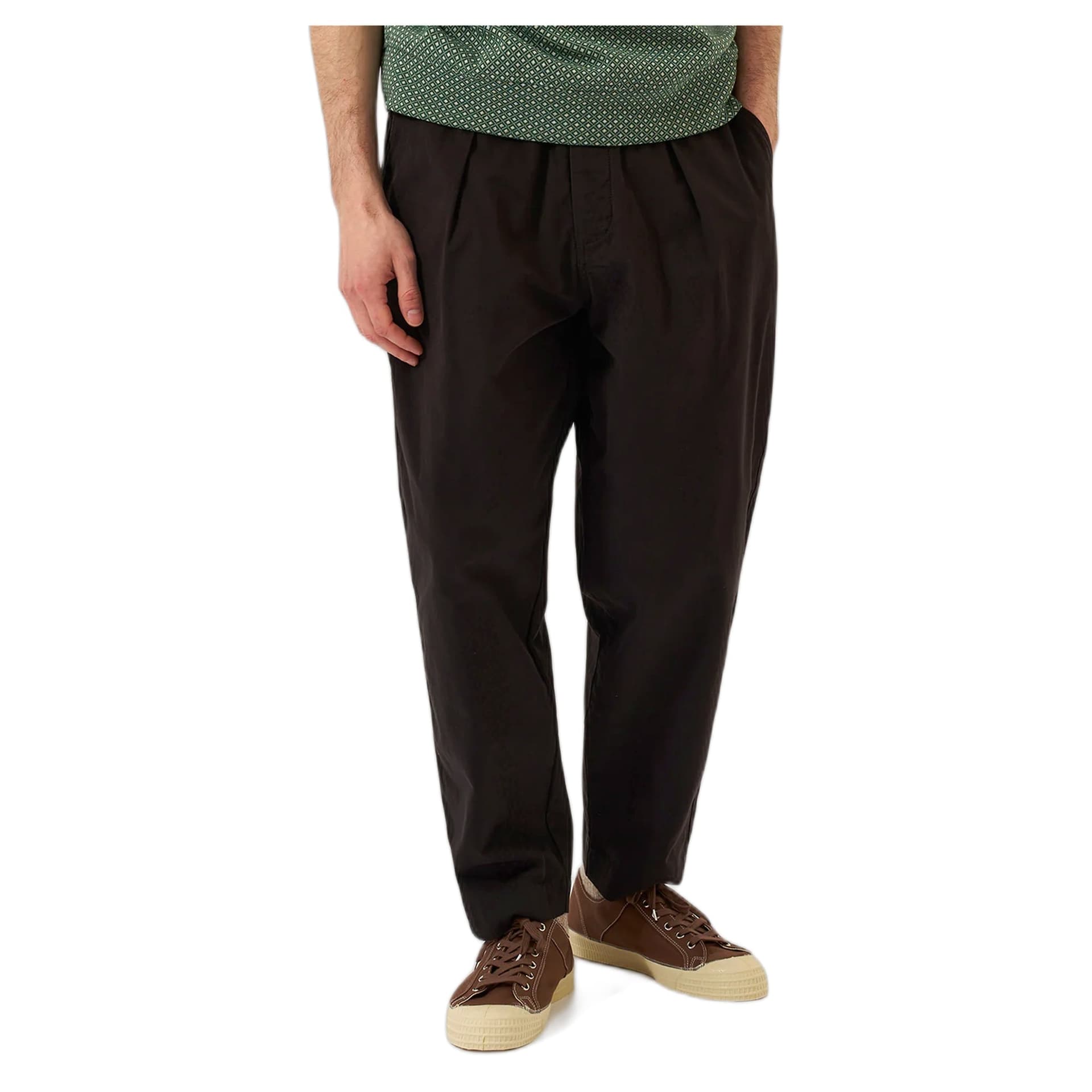 UNIVERSAL WORKS pantaloni universal works oxford pant lyo linen mix - licorice - 2