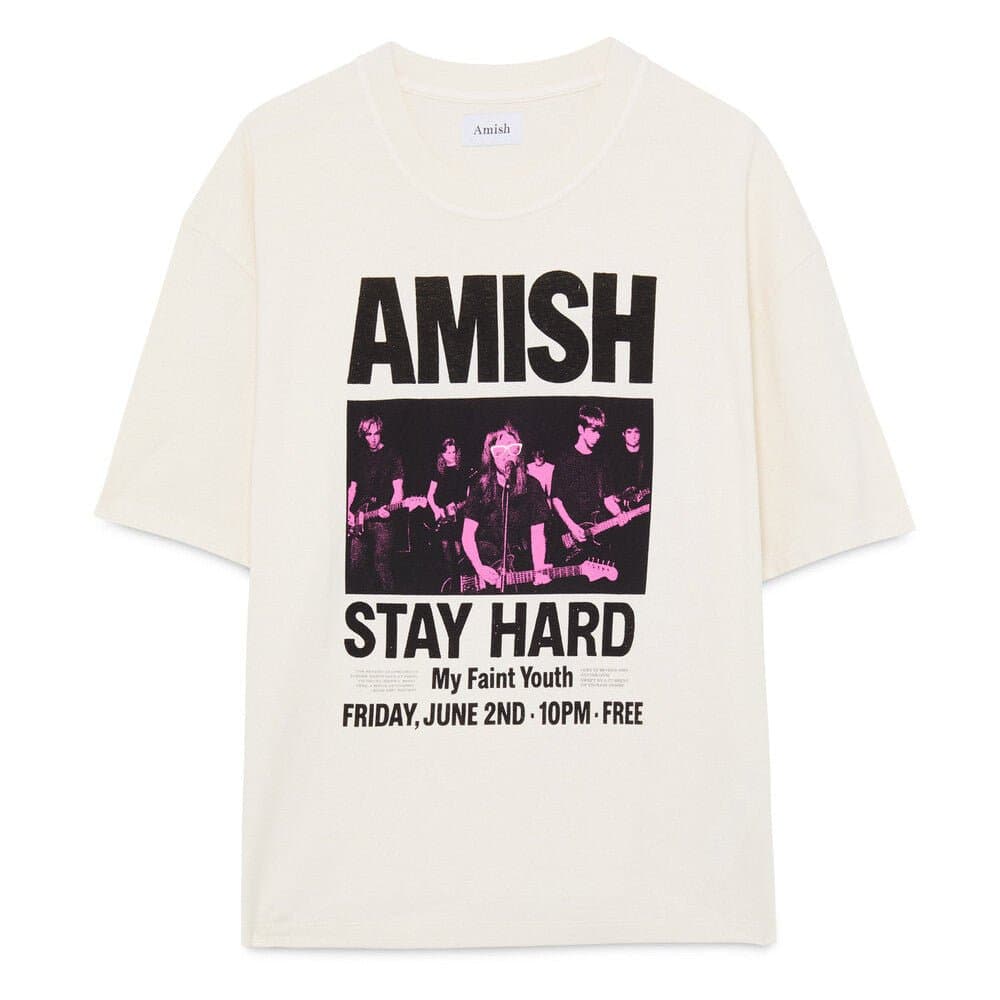 AMISH t-shirt amish unisex crop jersey stay hard dyed - ecru - 2