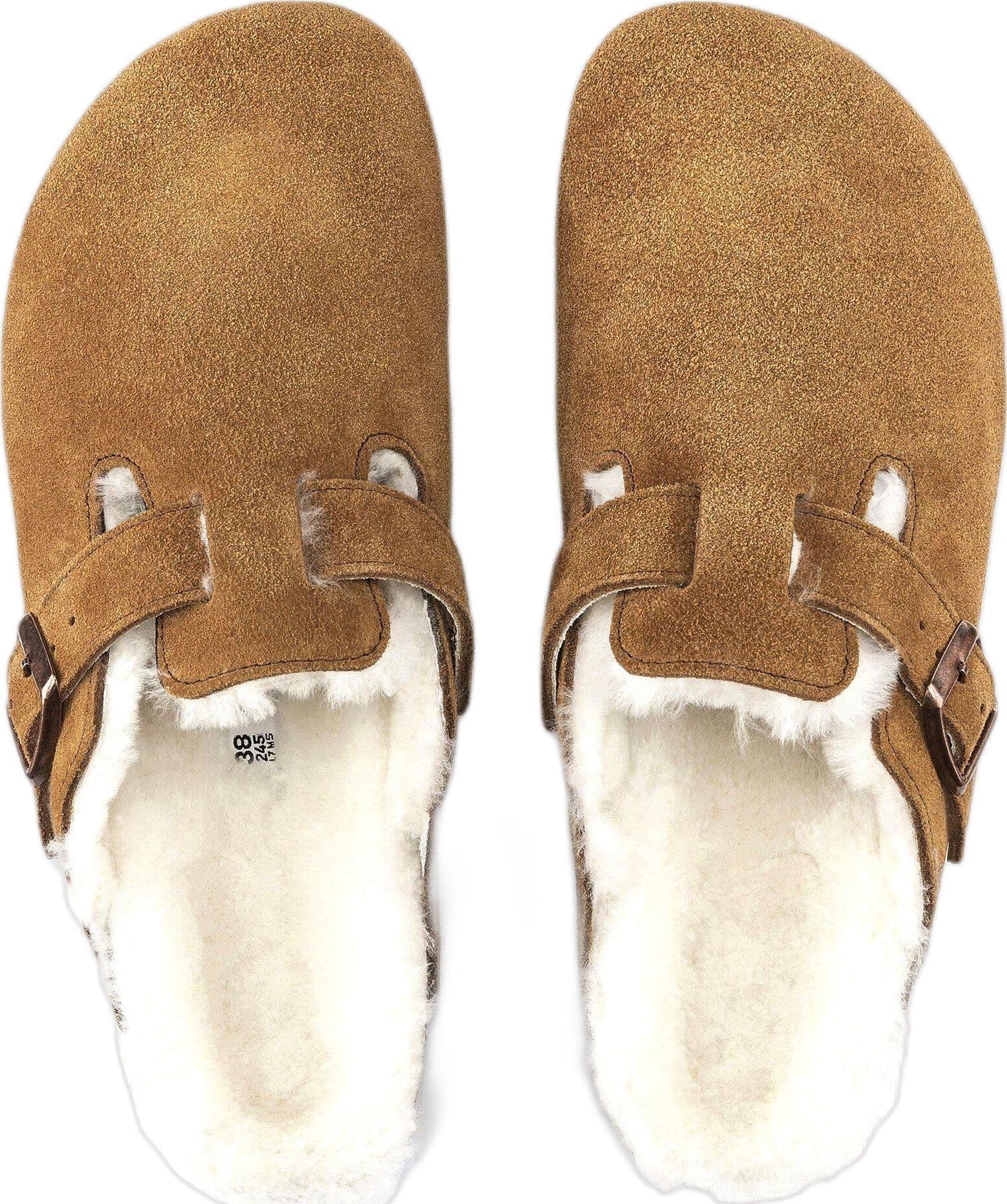BIRKENSTOCK sabot birkenstock boston shearling suede leather - mink - 2